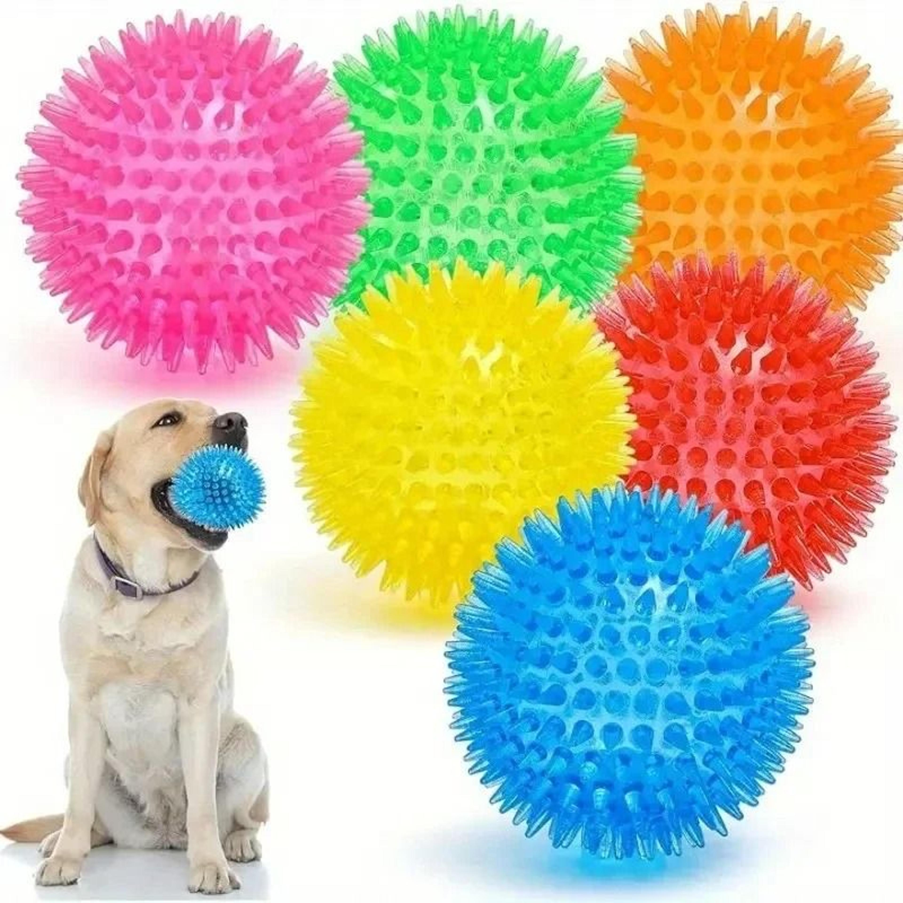 6-piece durable dog rubber toy squeaky balls set for teeth cleaning & training