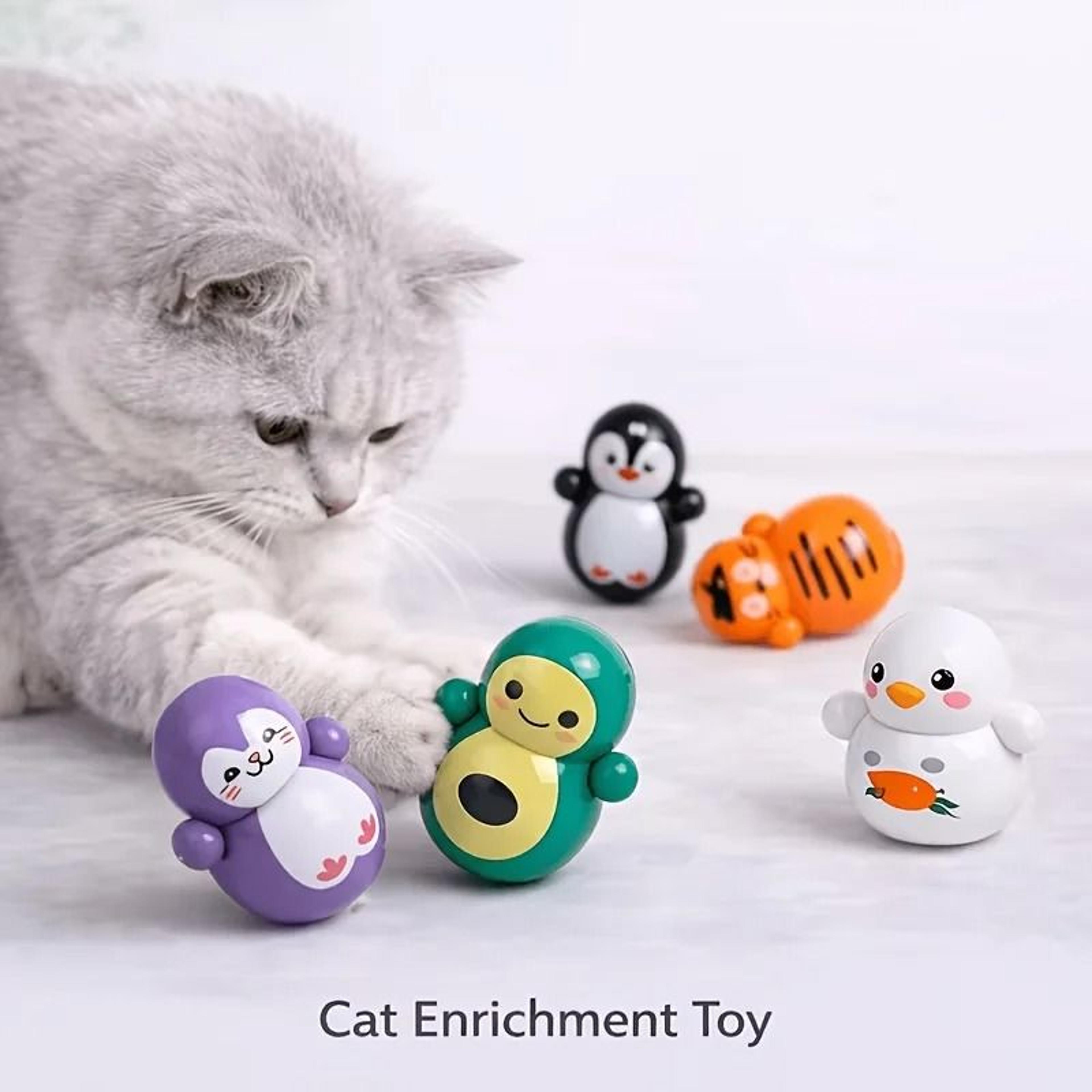 10-piece cat rolling tumbler toy self-rolling battery-free lightweight interactive puzzle toys
