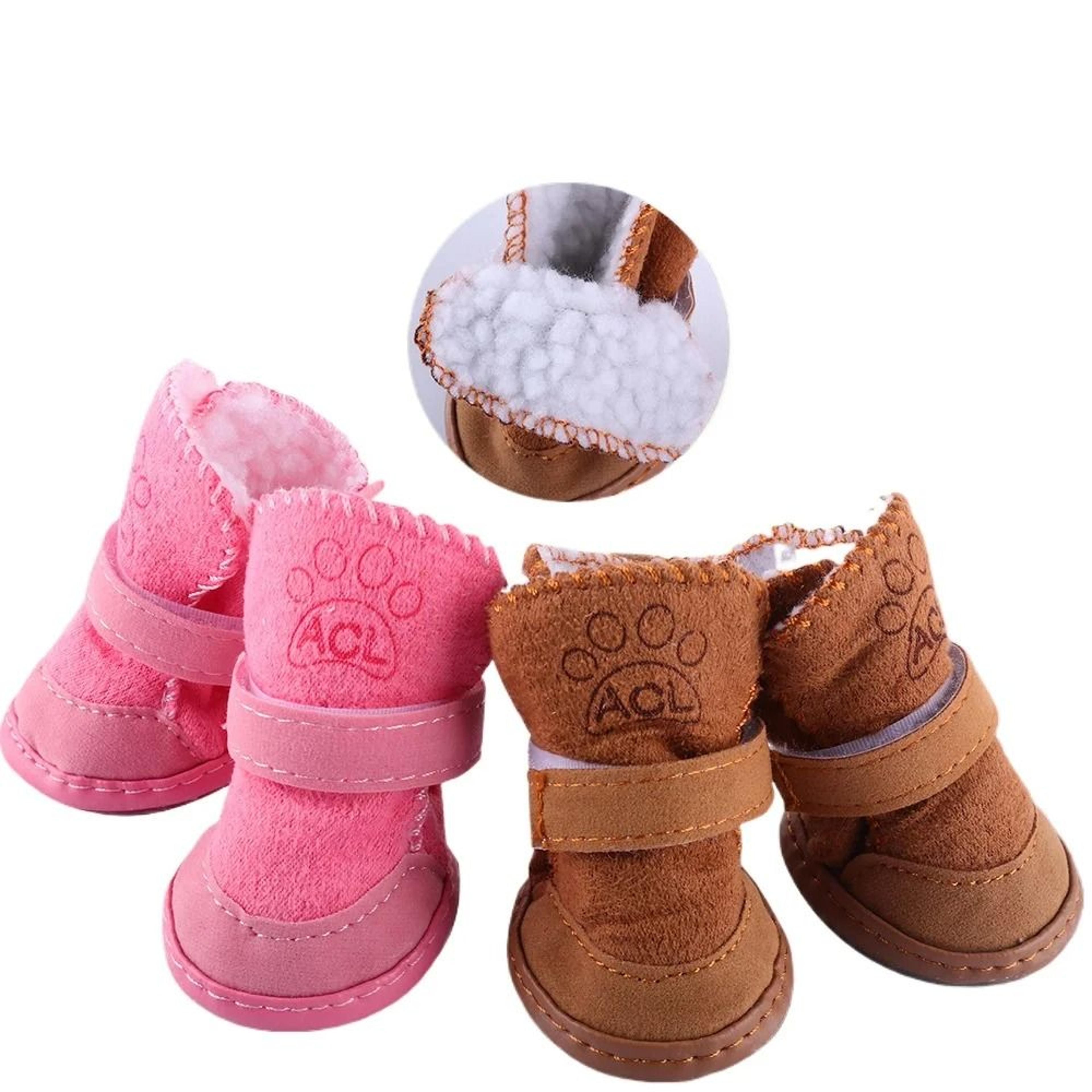 4-piece set warm pet dog boots anti-slip outdoor sneakers foot protector for small medium dogs