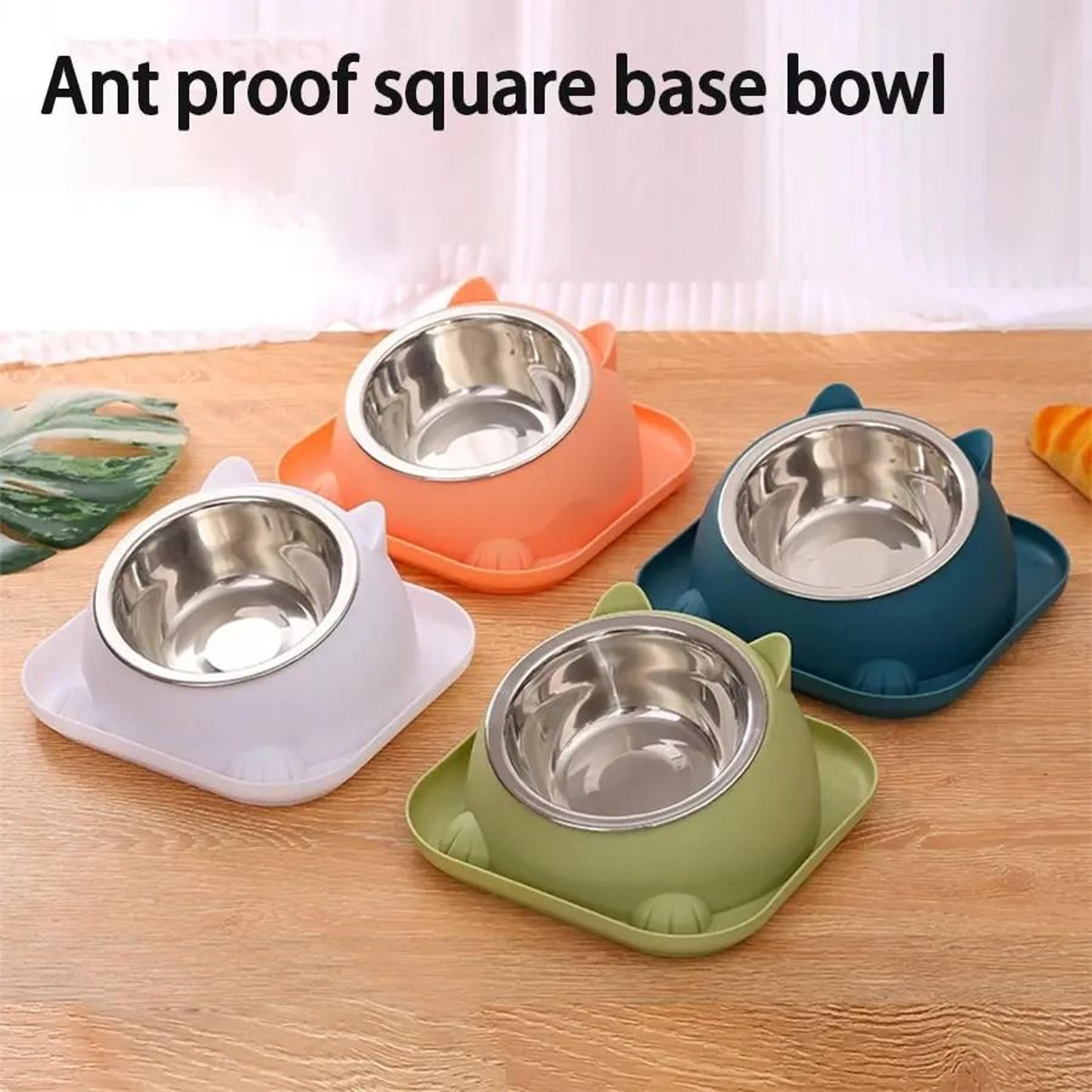 stainless steel anti-tipping pet bowl fun shaped anti-ant water moat base for cats & dogs