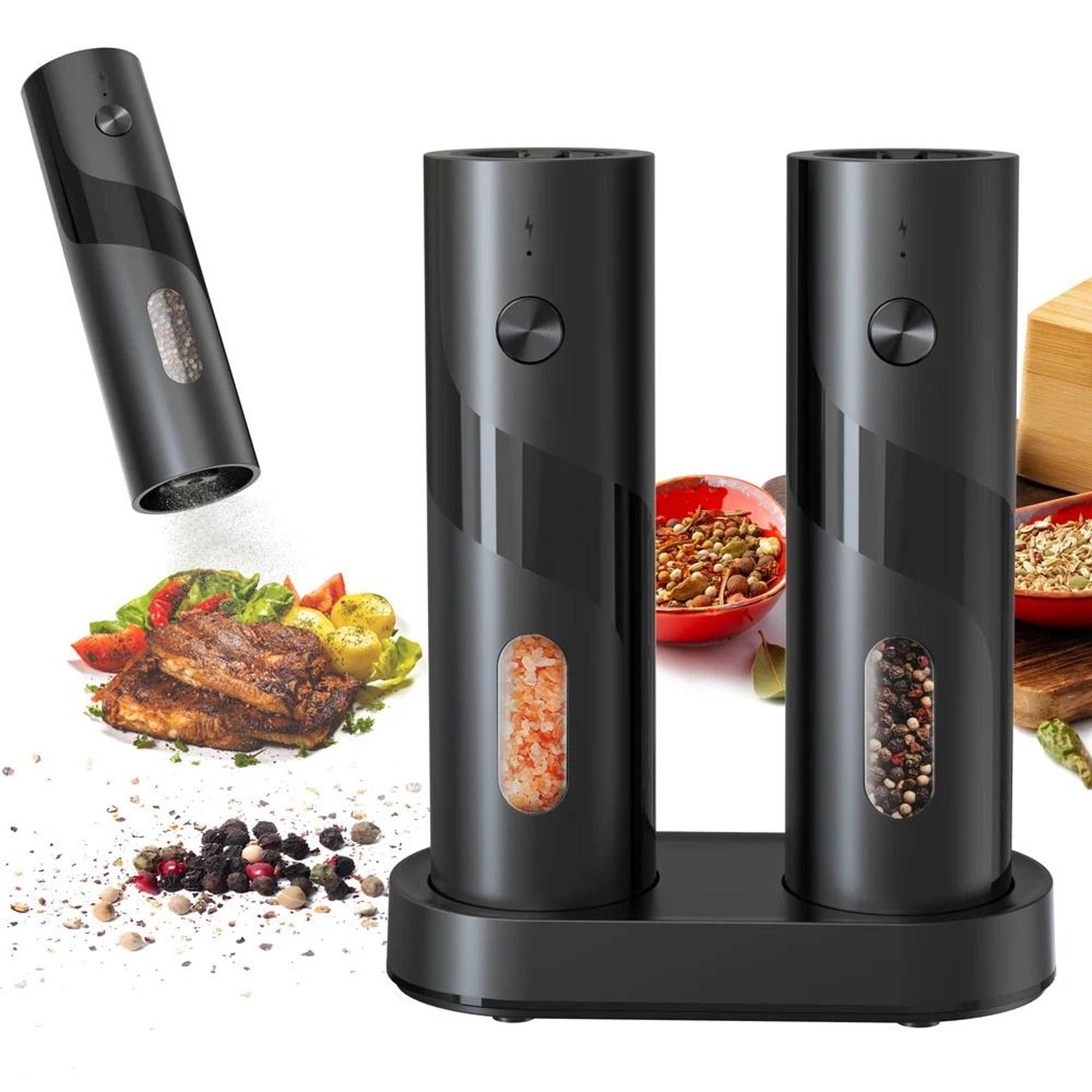 cordless automatic salt and pepper grinder set dual-pack electric spice mill with led light