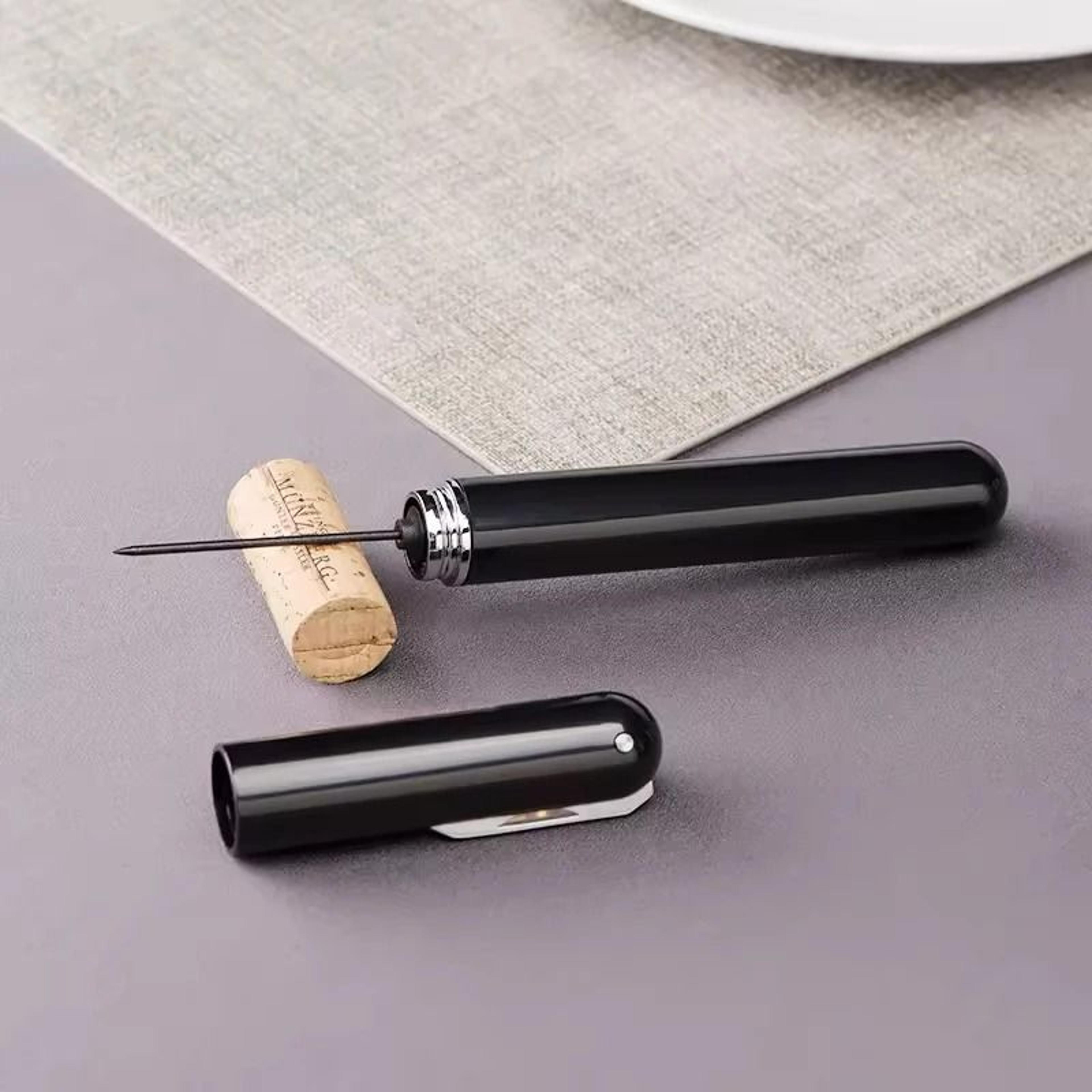 pocket air pressure wine opener 2-in-1 handheld cork extractor with concealed foil cutter