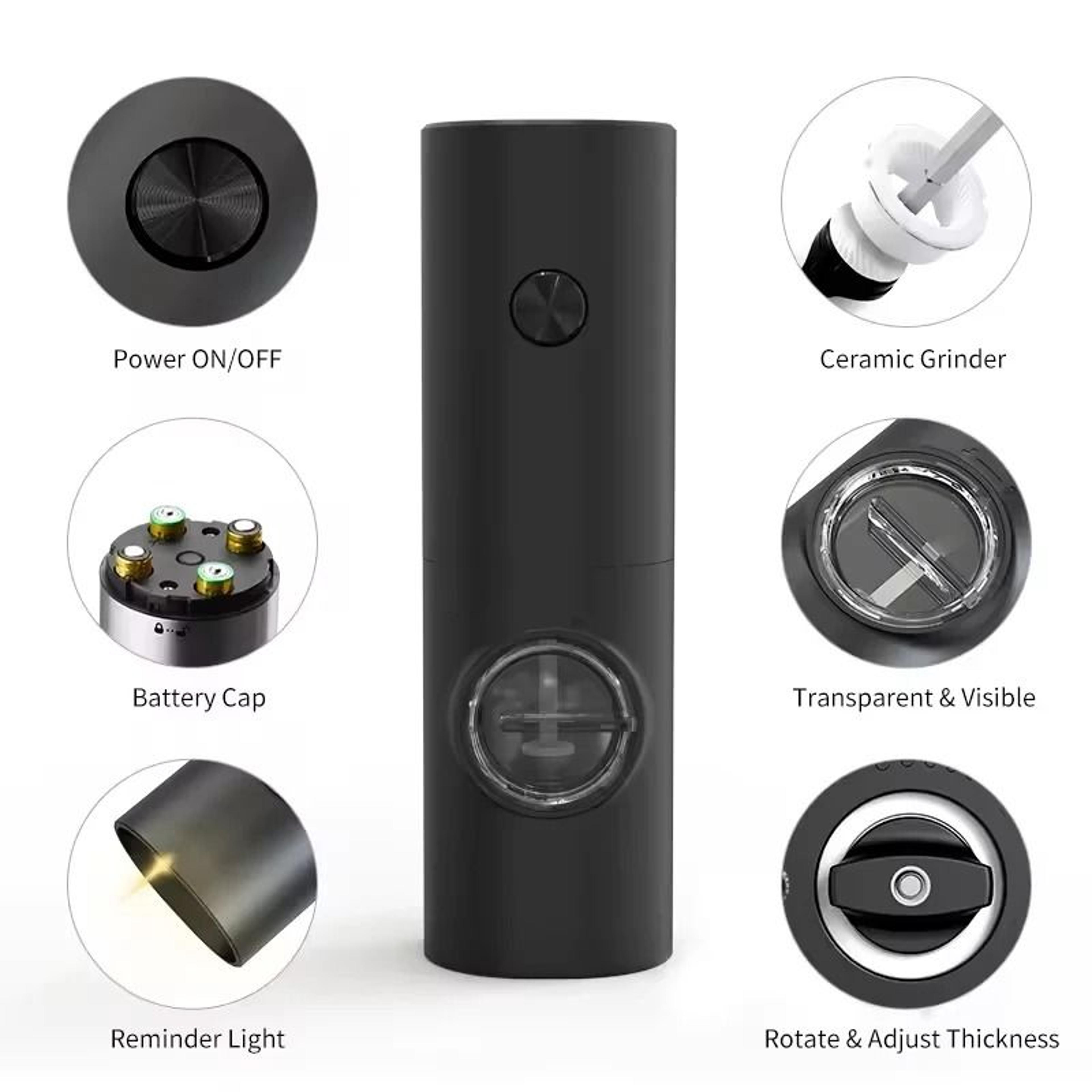 cordless automatic pepper mill adjustable electric salt and spice grinder with led light