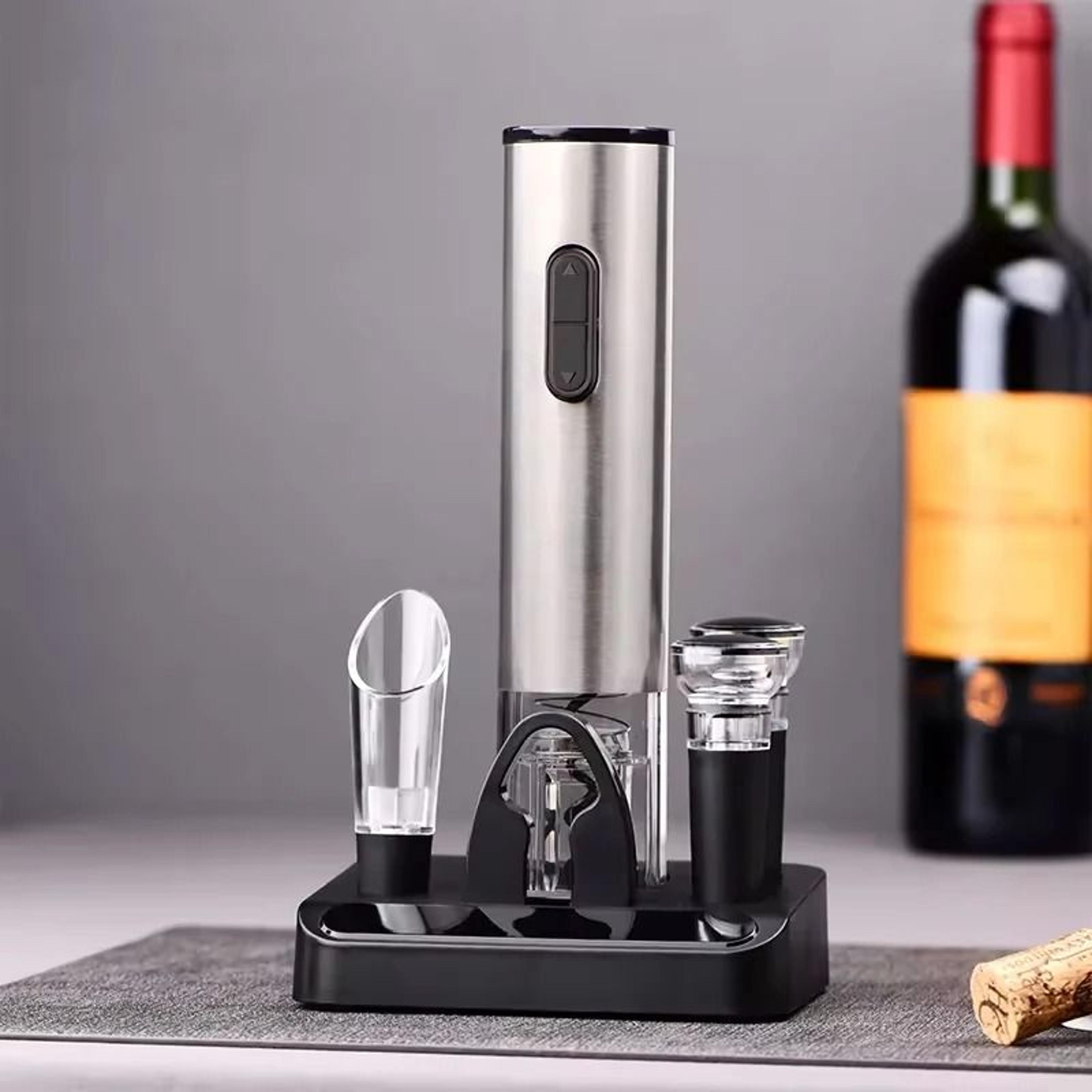 multifunction electric automatic corkscrew wine opener set with storage base