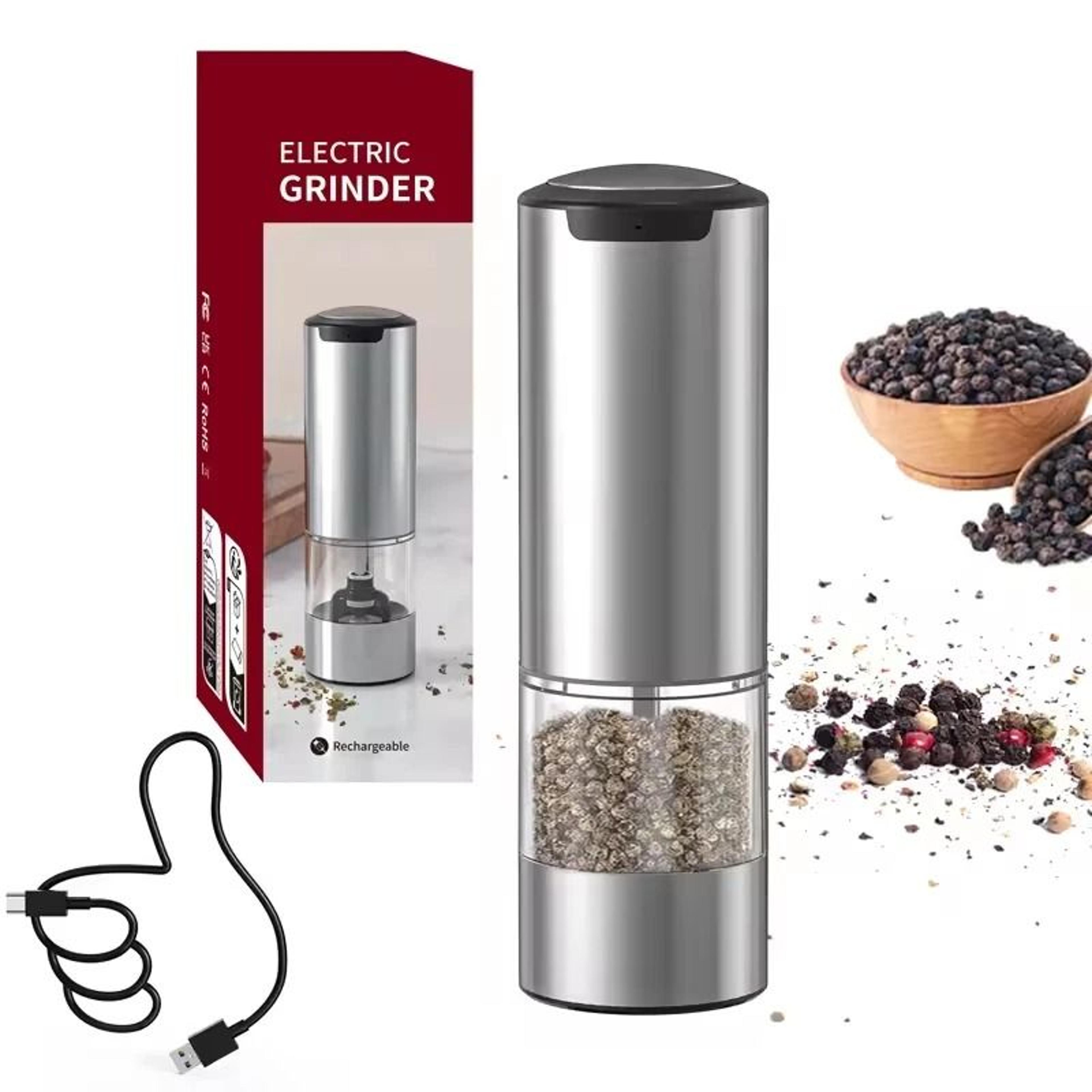 usb rechargeable automatic salt and pepper grinder with led light and adjustable coarseness