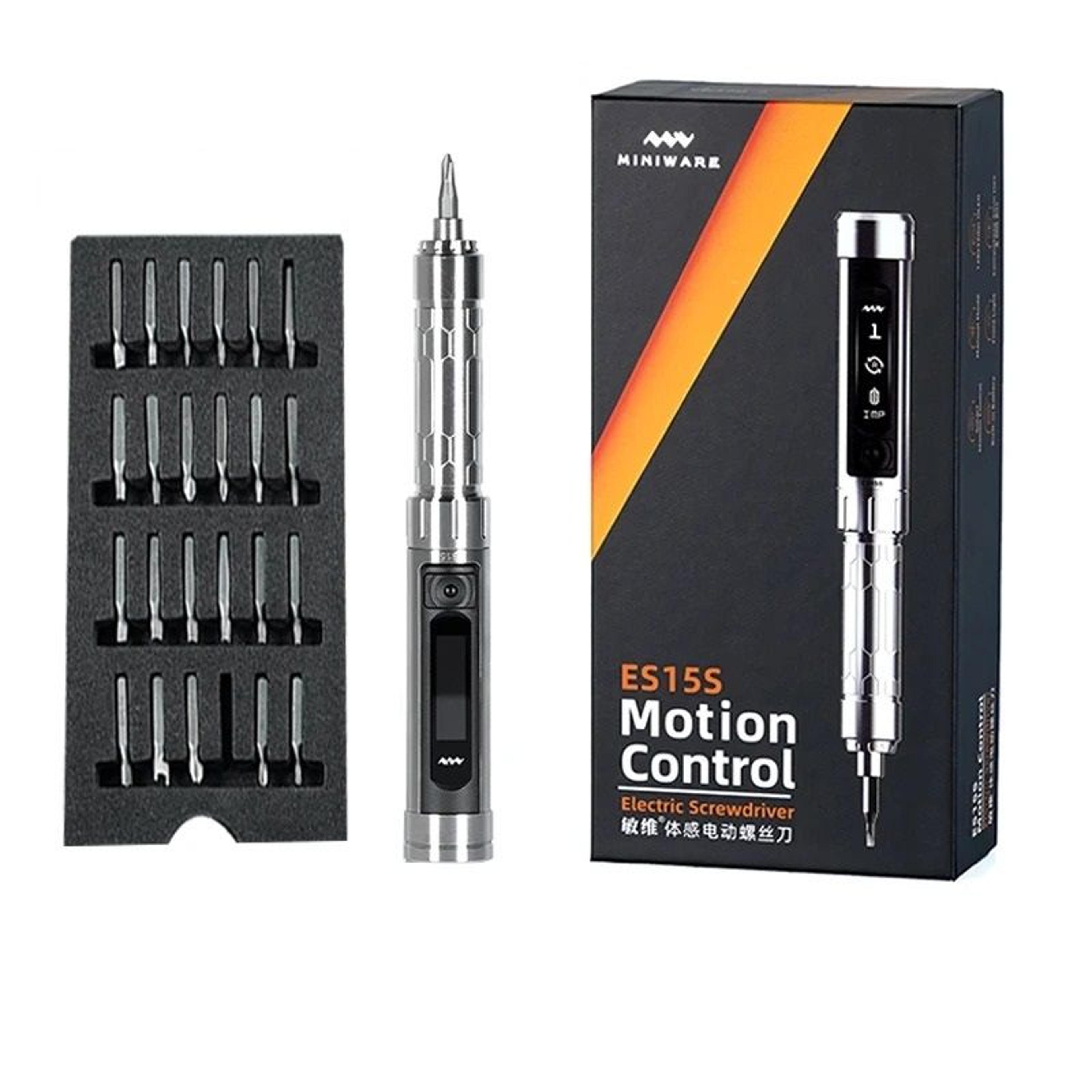 compact motion control electric screwdriver set with led work lights and 24 micro bits