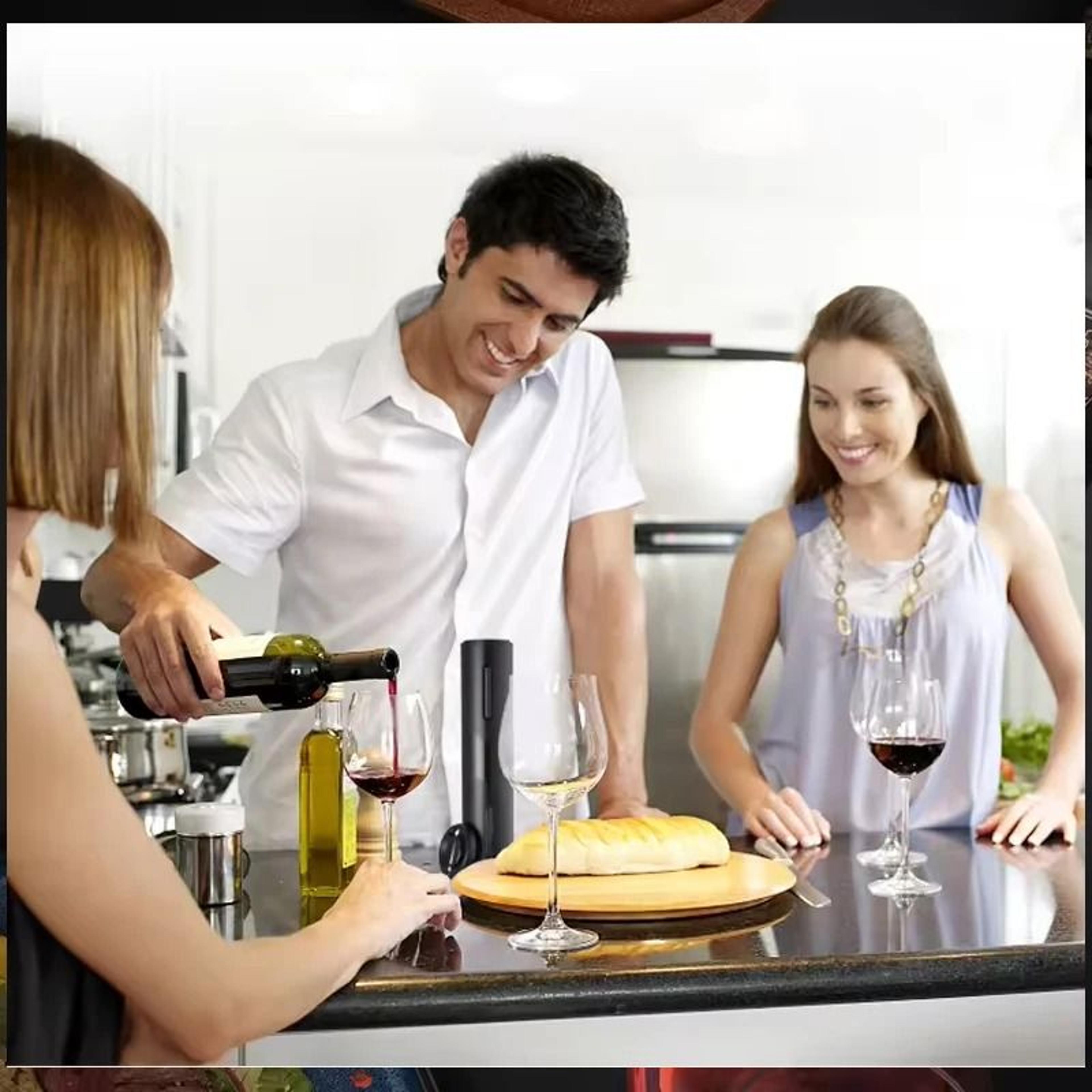 automatic electric wine bottle opener set with charging base and foil cutter