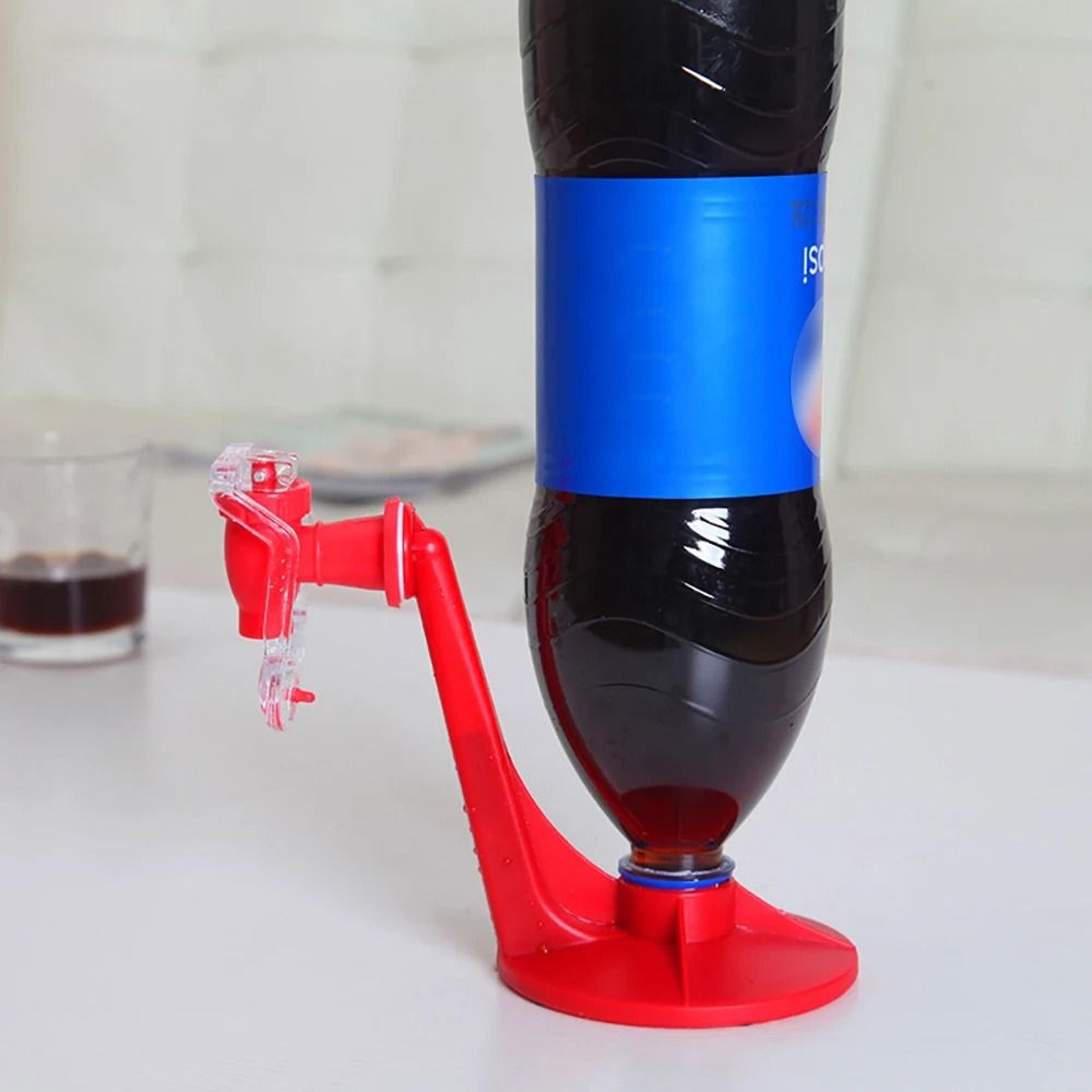 inverted carbonated beverage dispenser and hand pressure soda saver tap