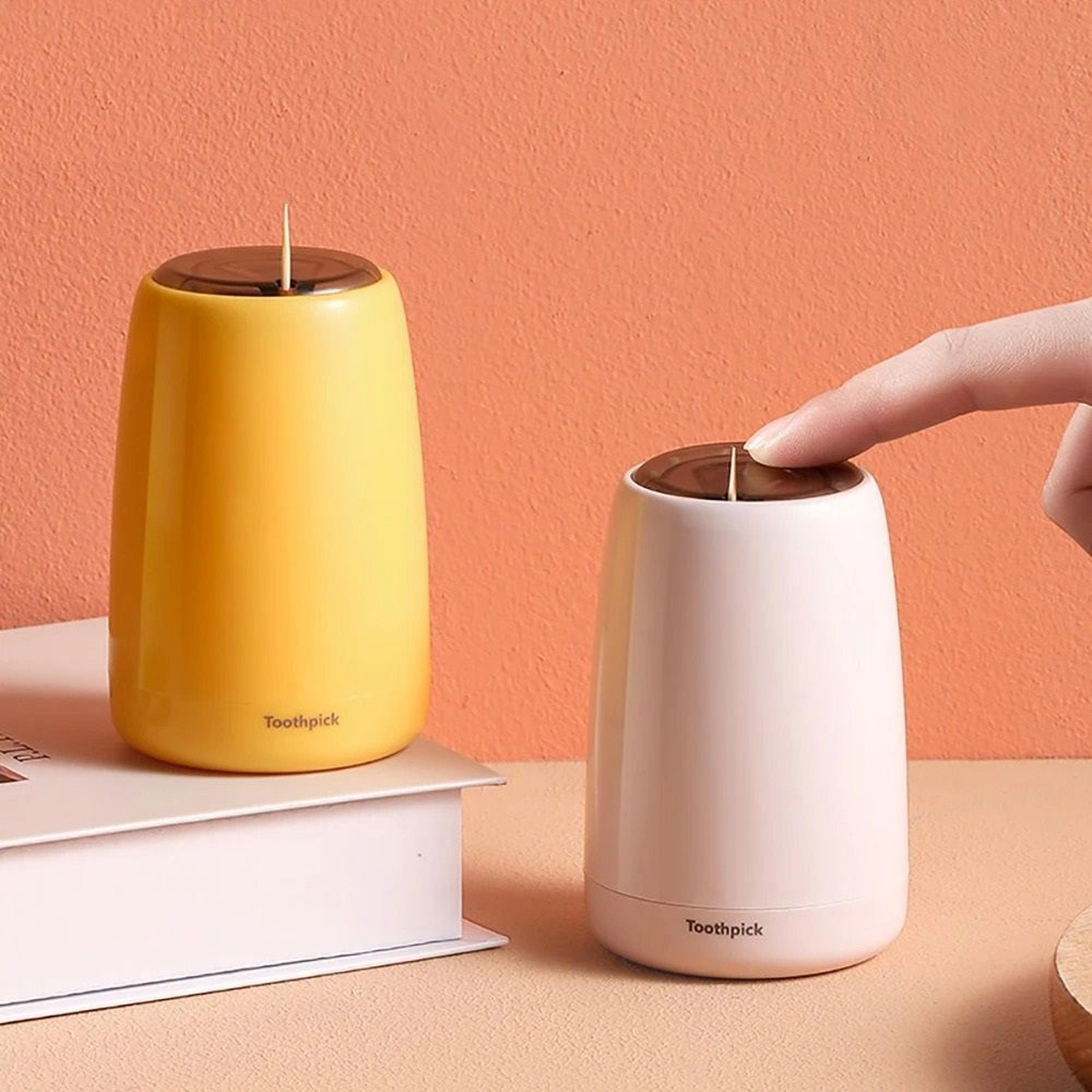 creative push-type automatic toothpick holder and hygienic desktop storage container
