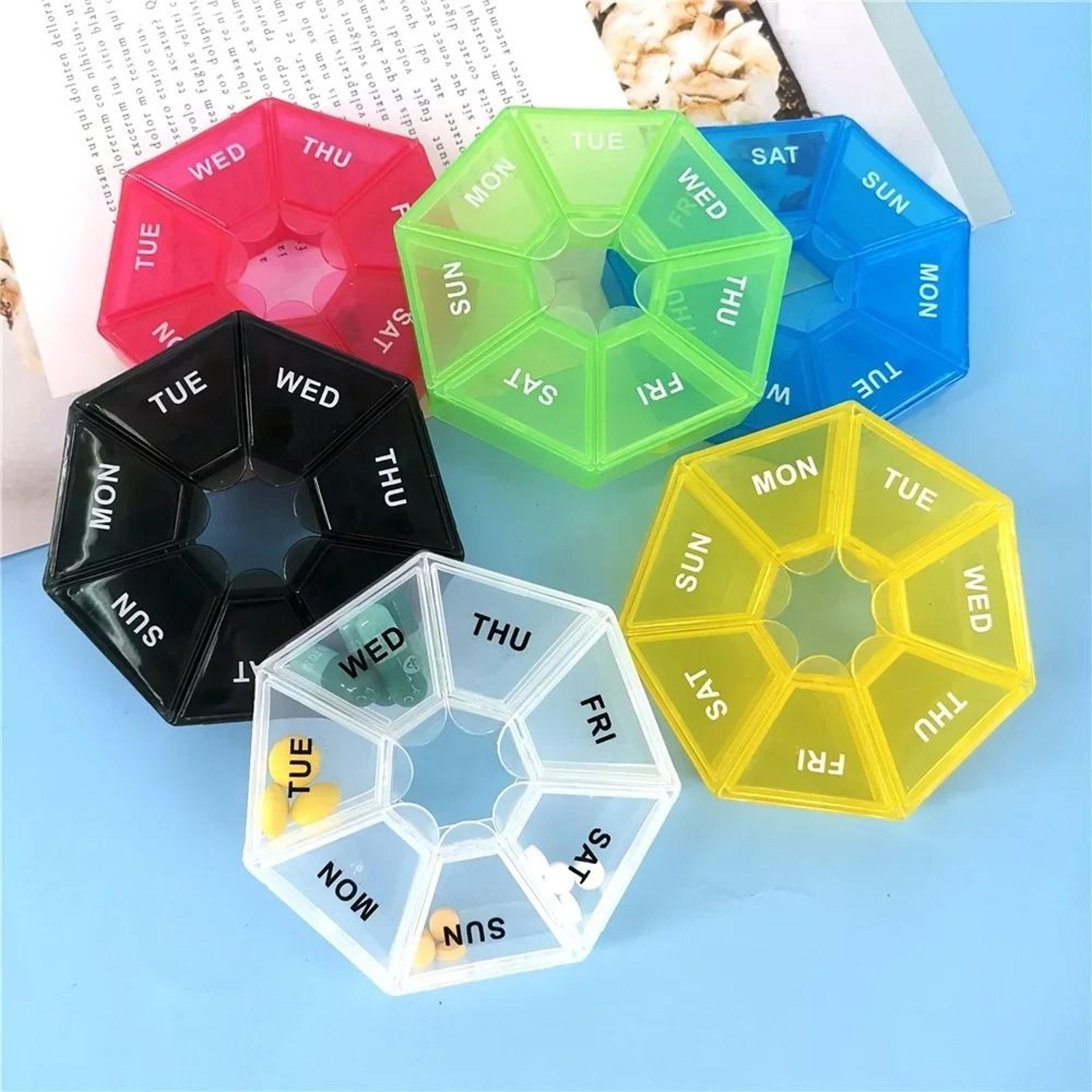 7-day round weekly pill organizer and mini portable medicine & jewelry storage box