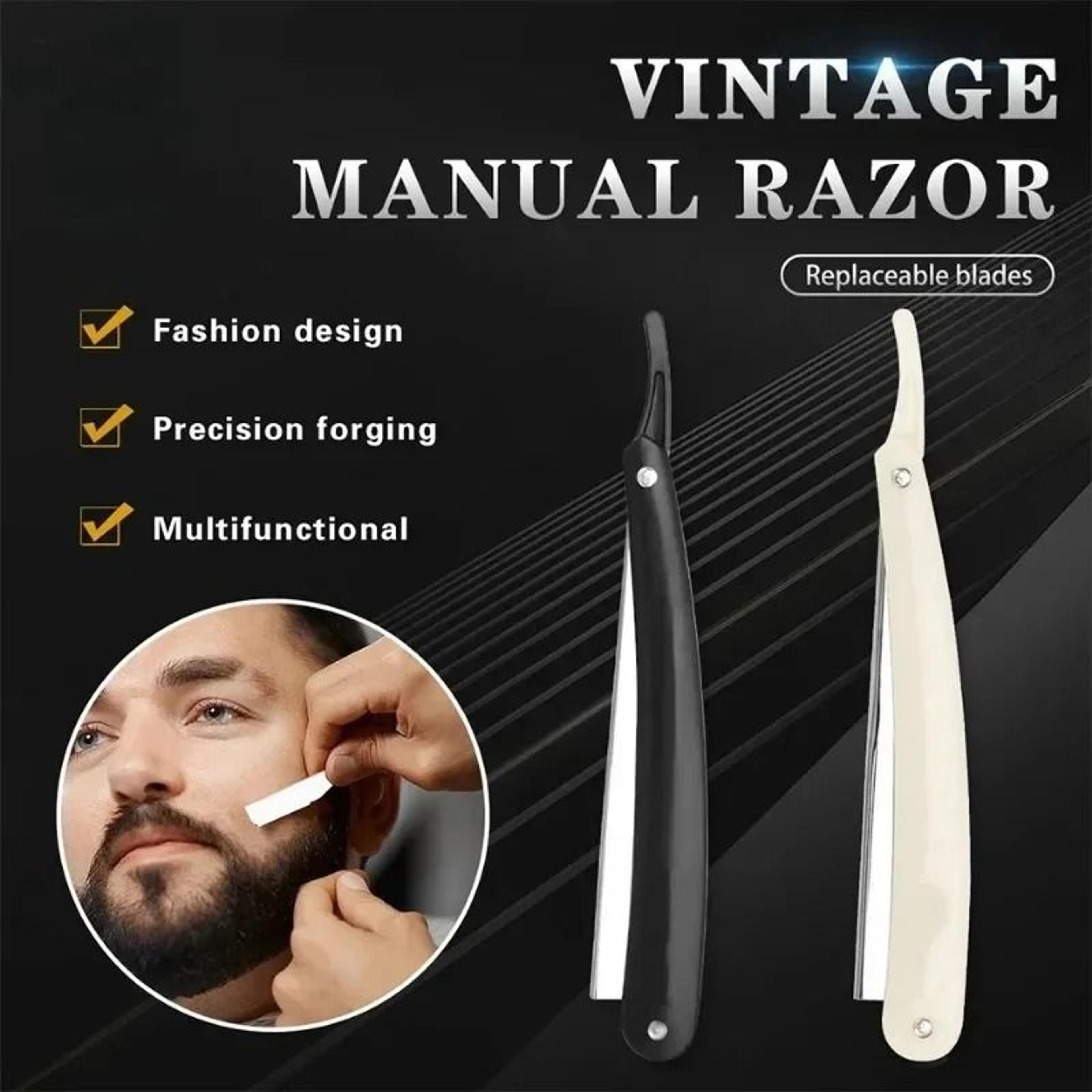 professional stainless steel folding barber razor set with replacement blades