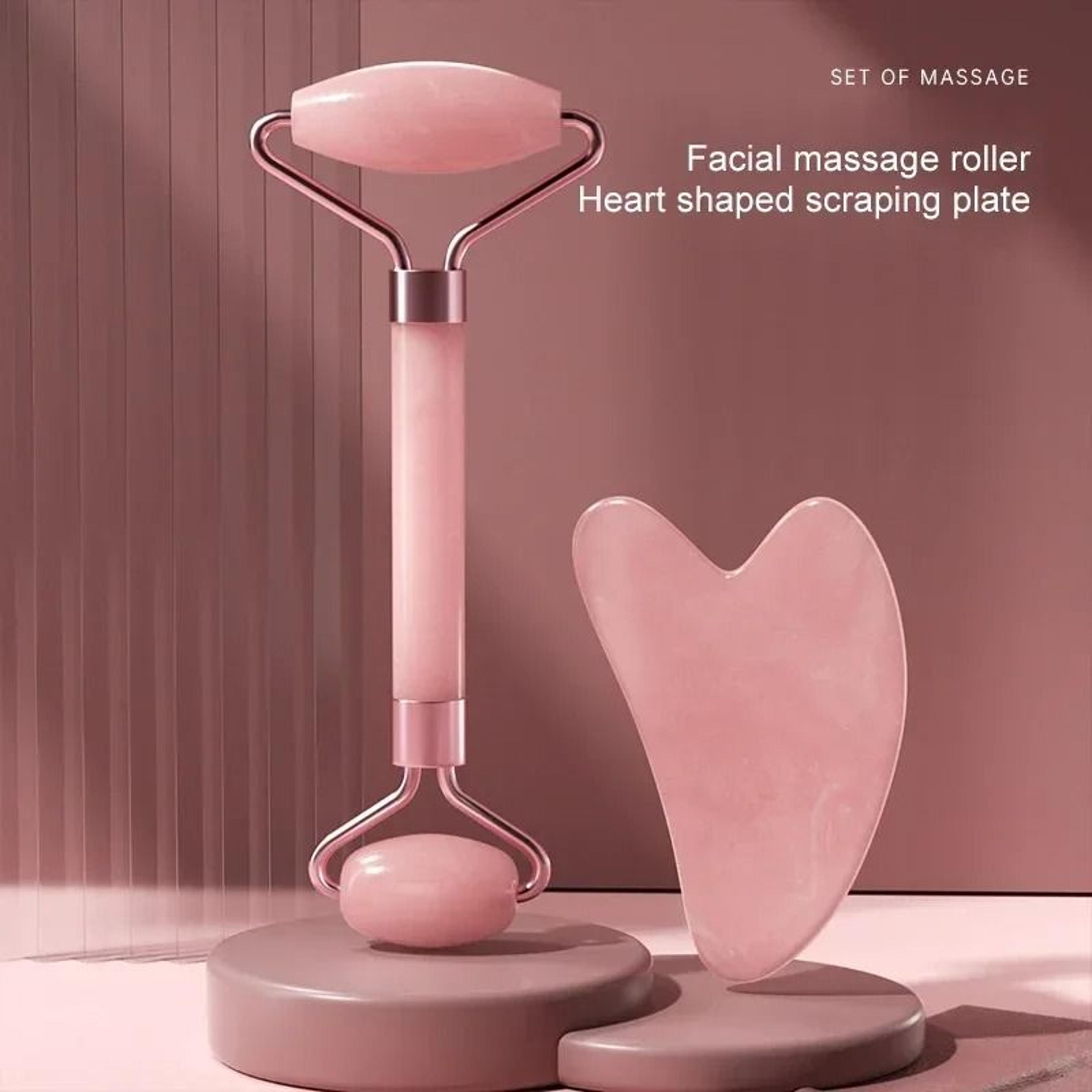 resin facial roller and gua sha scraping board set for face neck and eye skincare