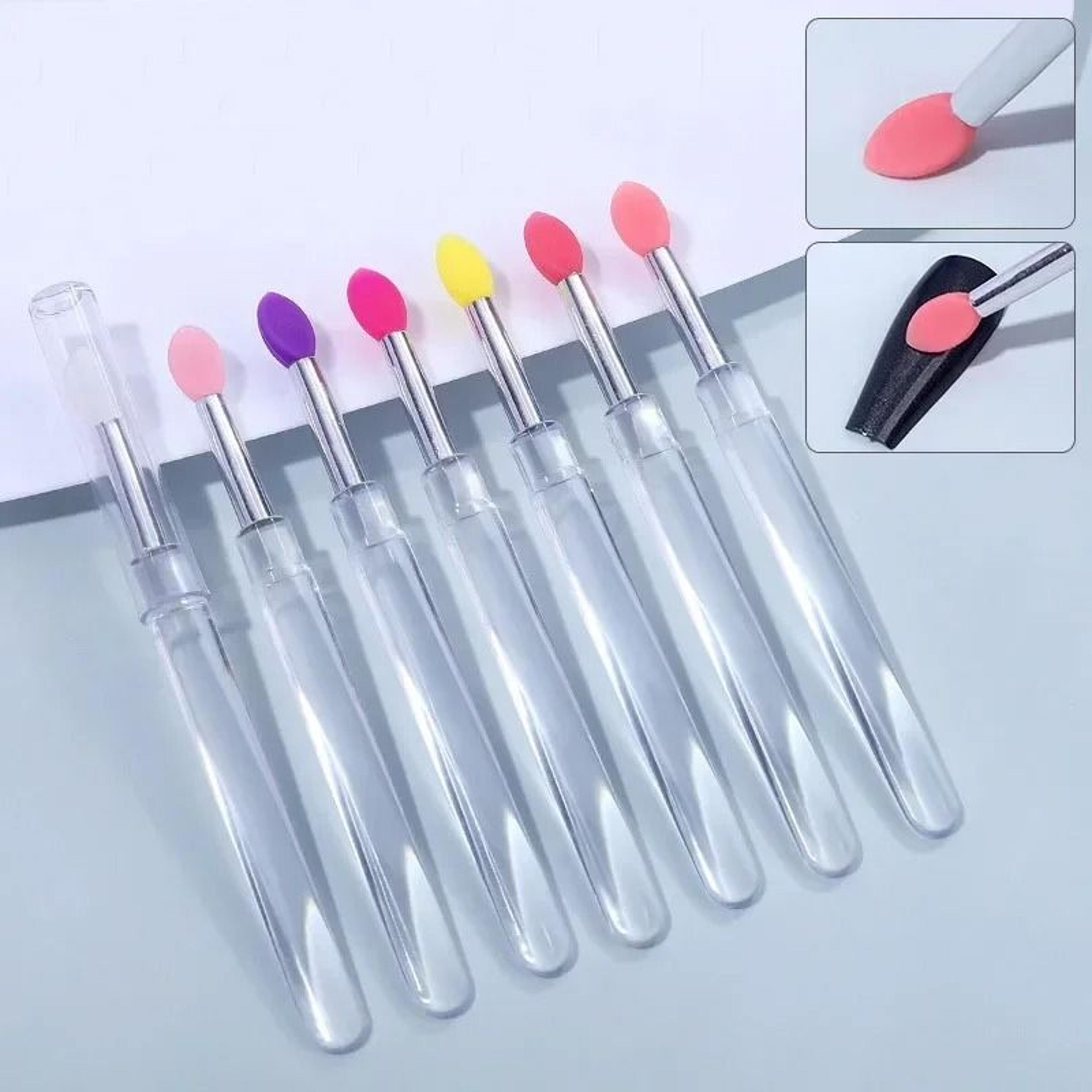 reusable soft silicone lip brush applicator set with clear handles