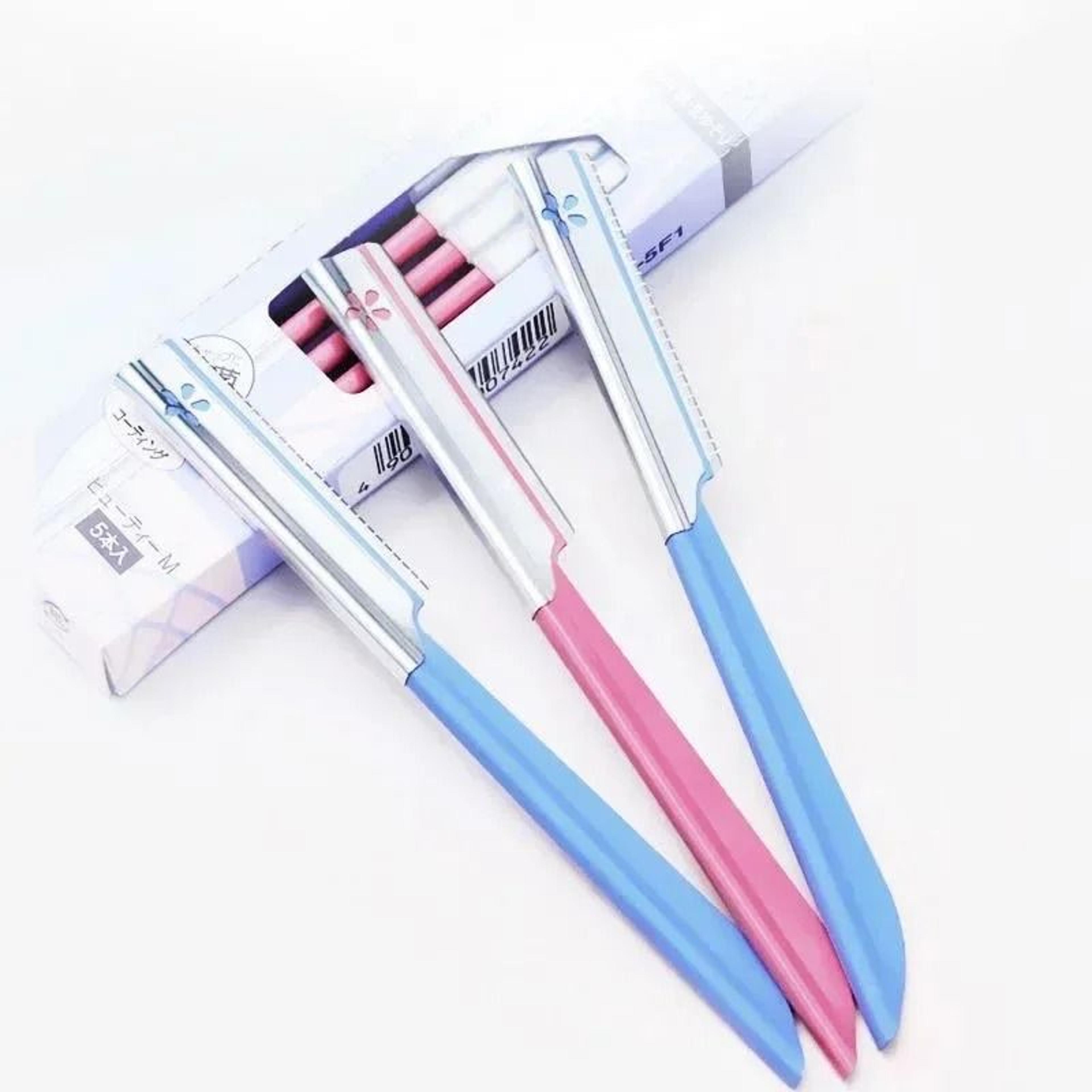 5 piece stainless steel eyebrow epilator and facial hair trimming razor set for women