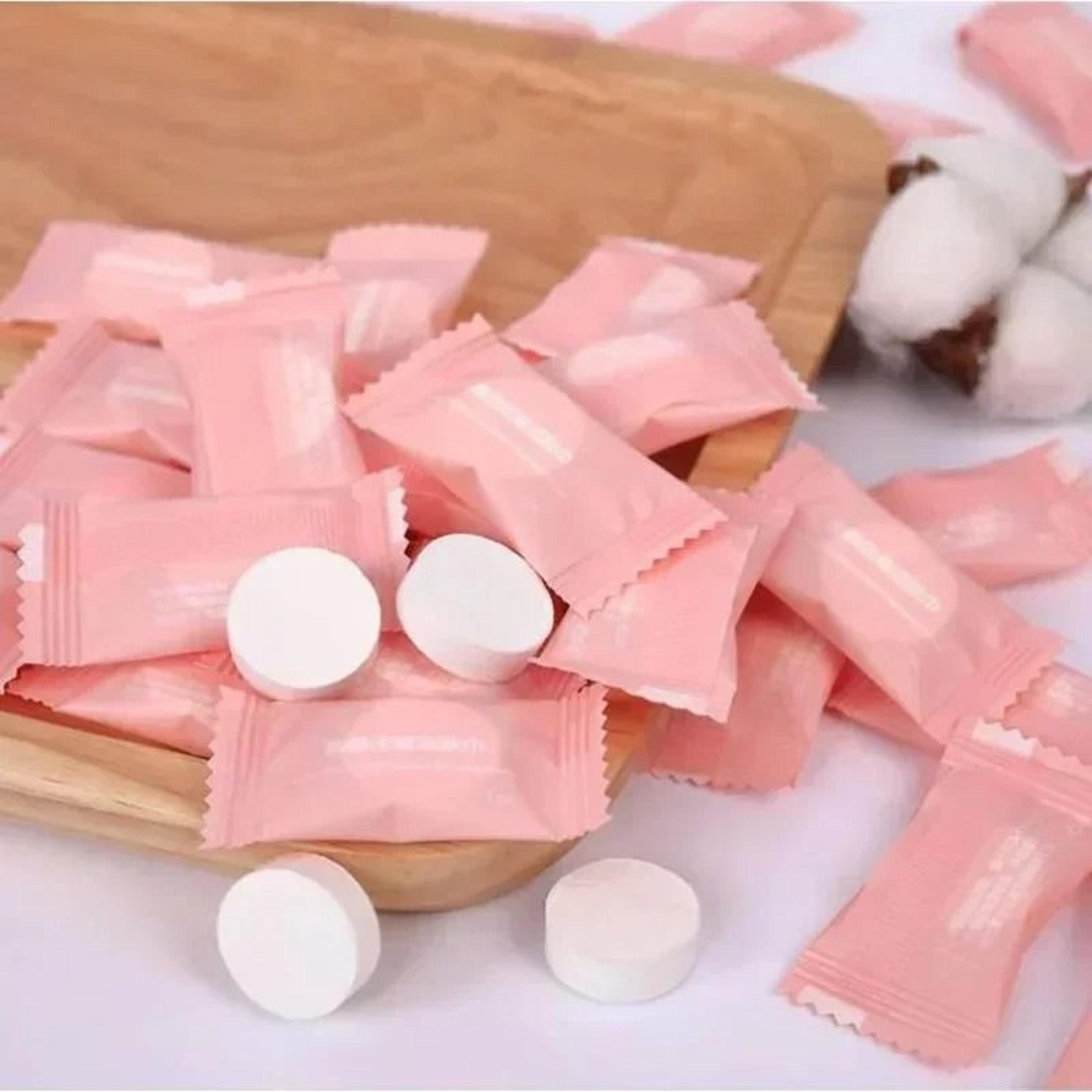100 piece disposable mini compressed towel capsule tablets for travel and facial care