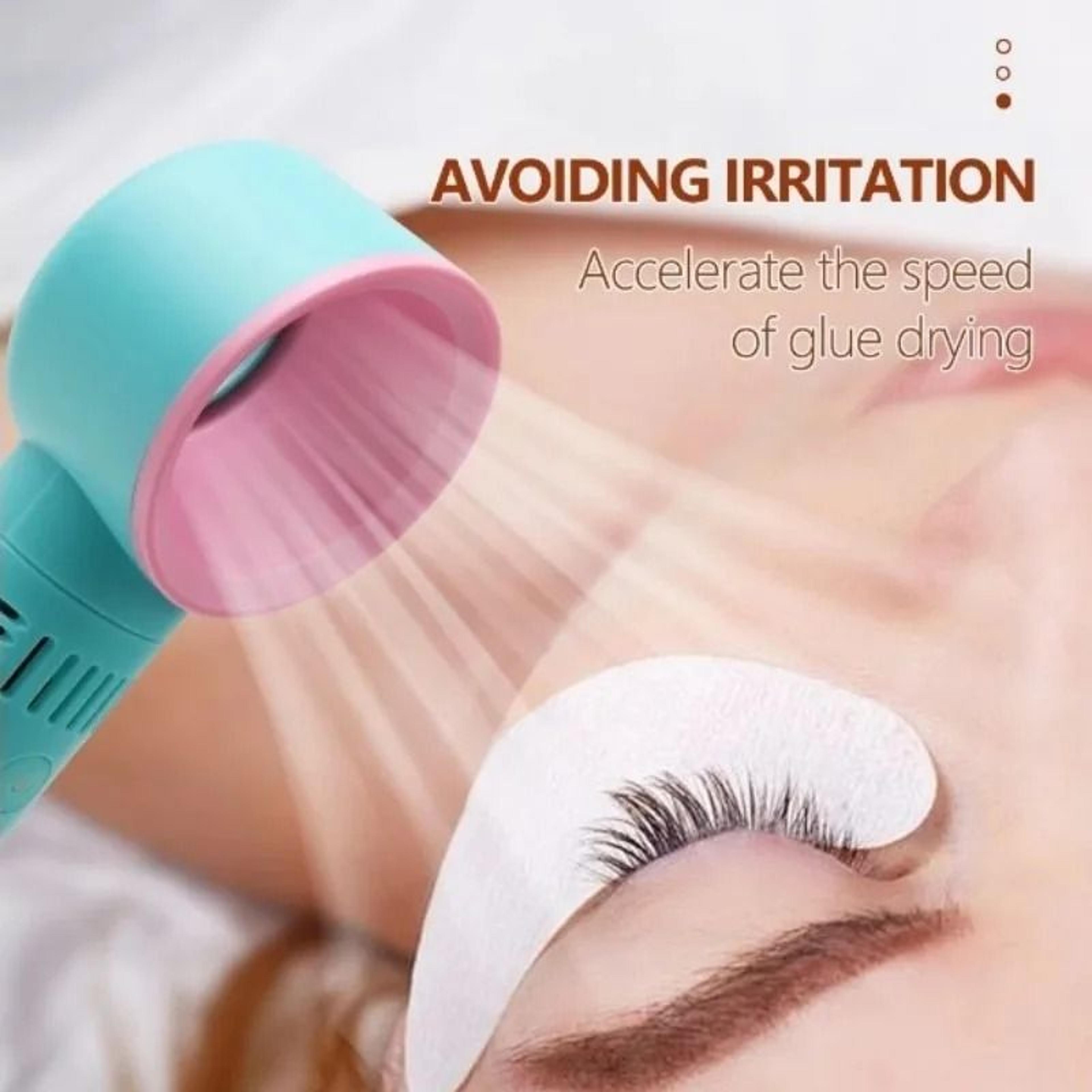 portable usb rechargeable bladeless eyelash dryer and mini cooling fan for lash extensions