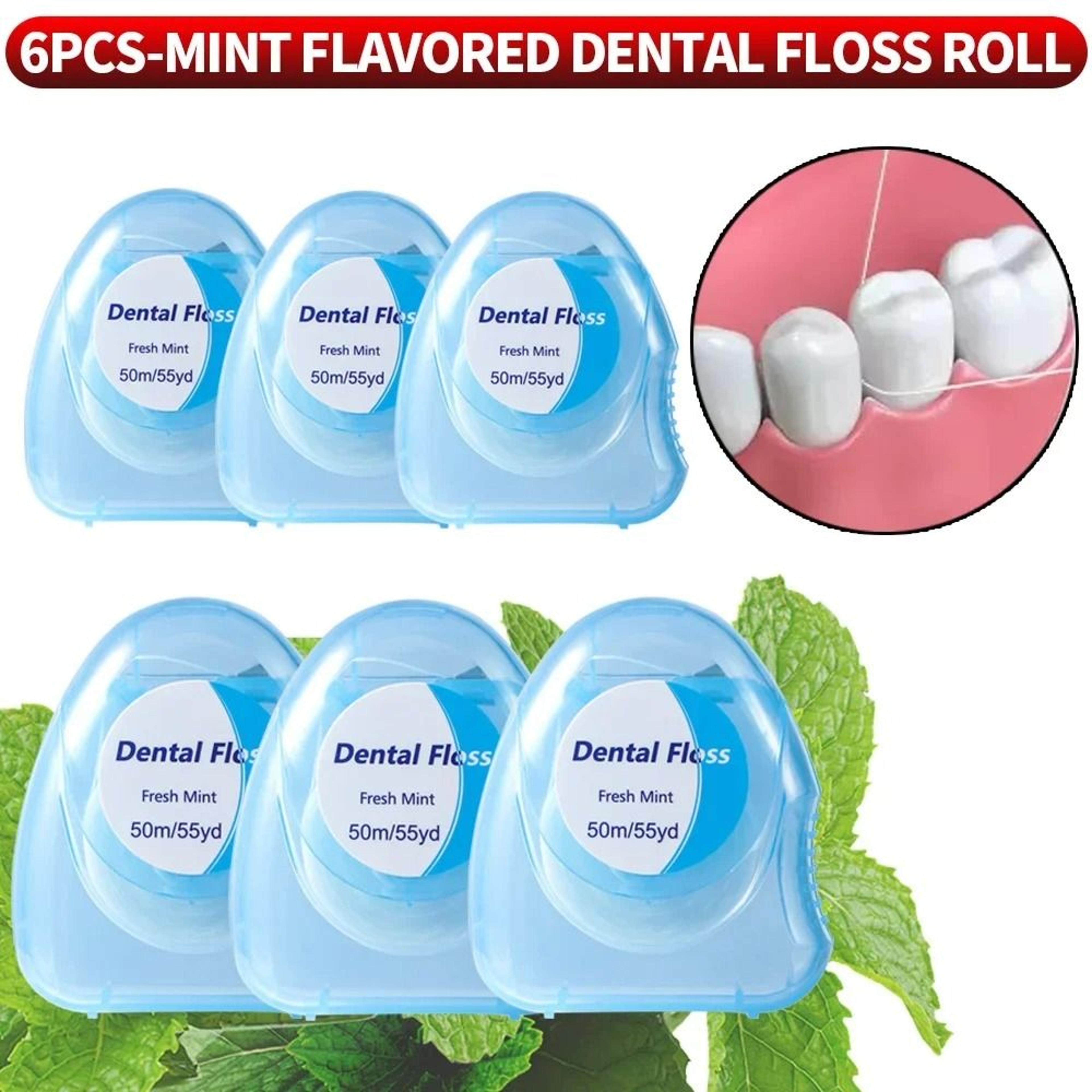 mint flavored portable dental floss box for compact interdental teeth cleaning