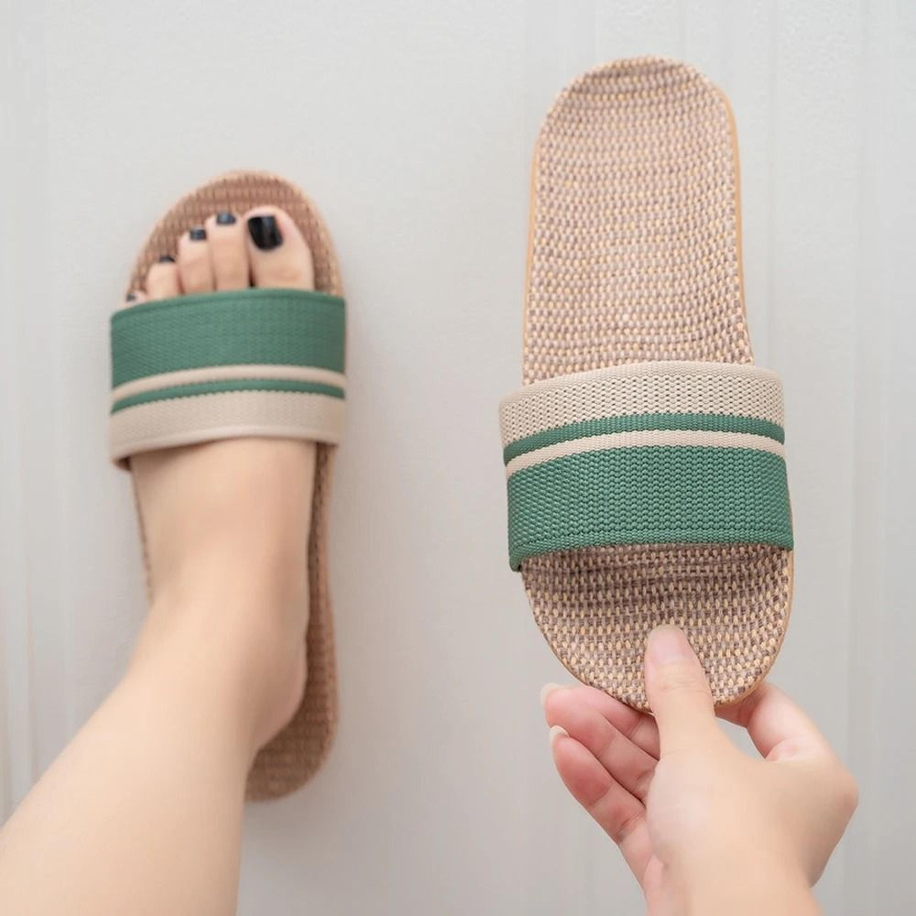 summer women anti slip linen home slippers for indoor lounging
