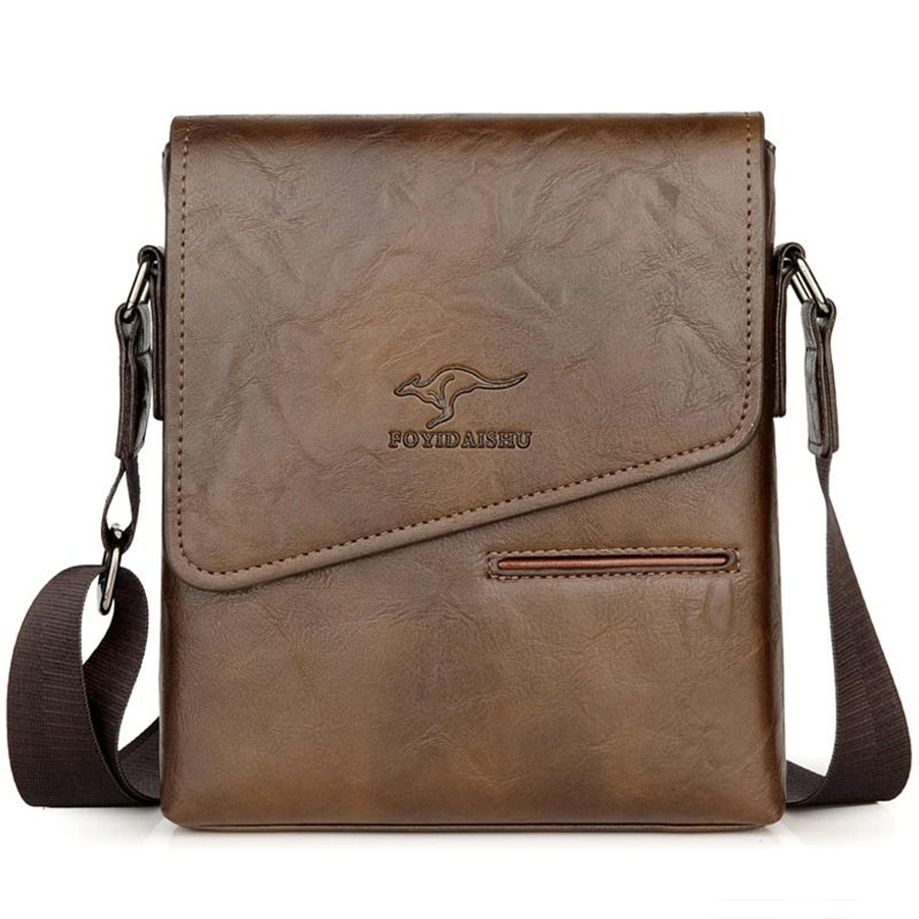 casual leather kangaroo messenger bag and business crossbody shoulder handbag for men