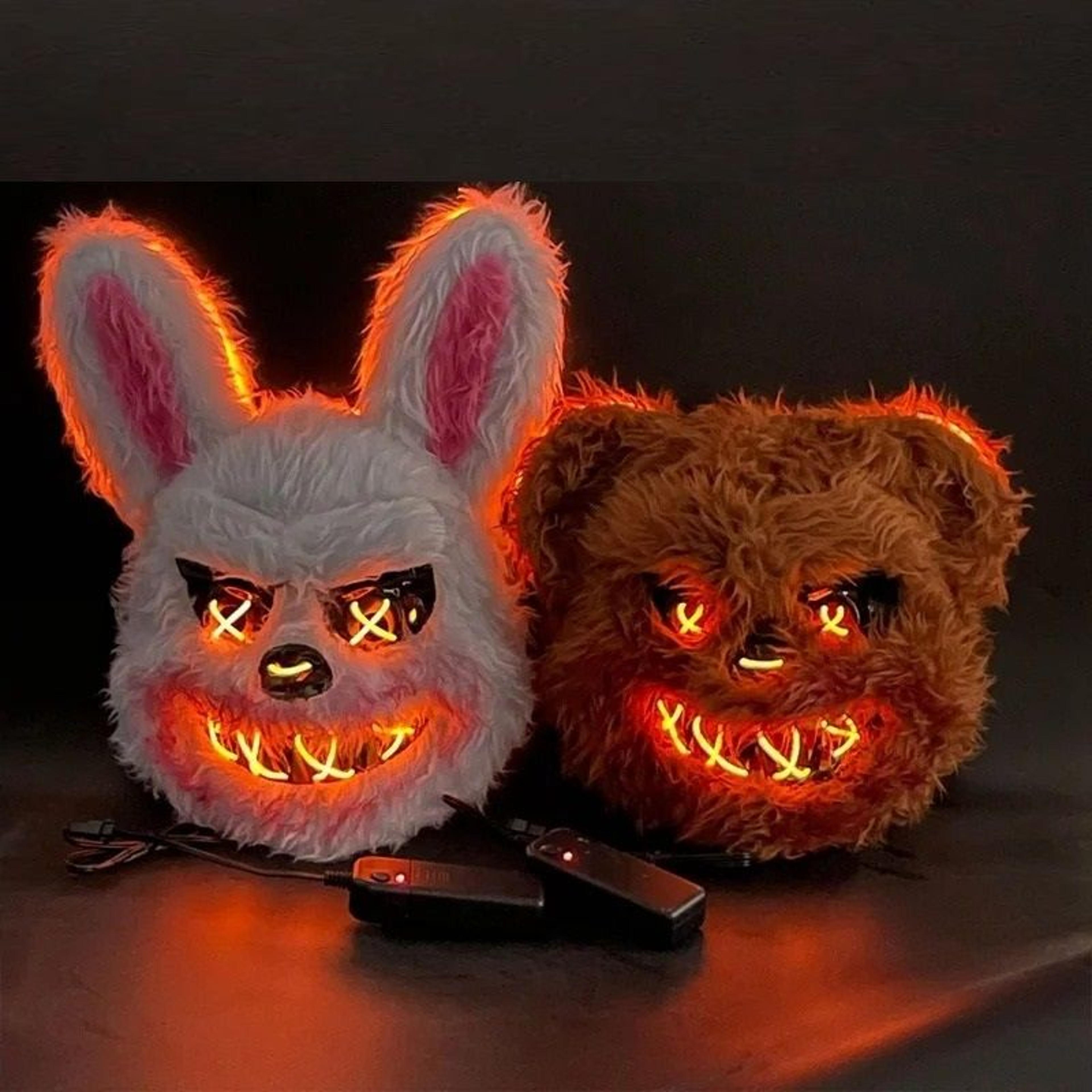 horror bloody rabbit and bear led glowing halloween cosplay mask