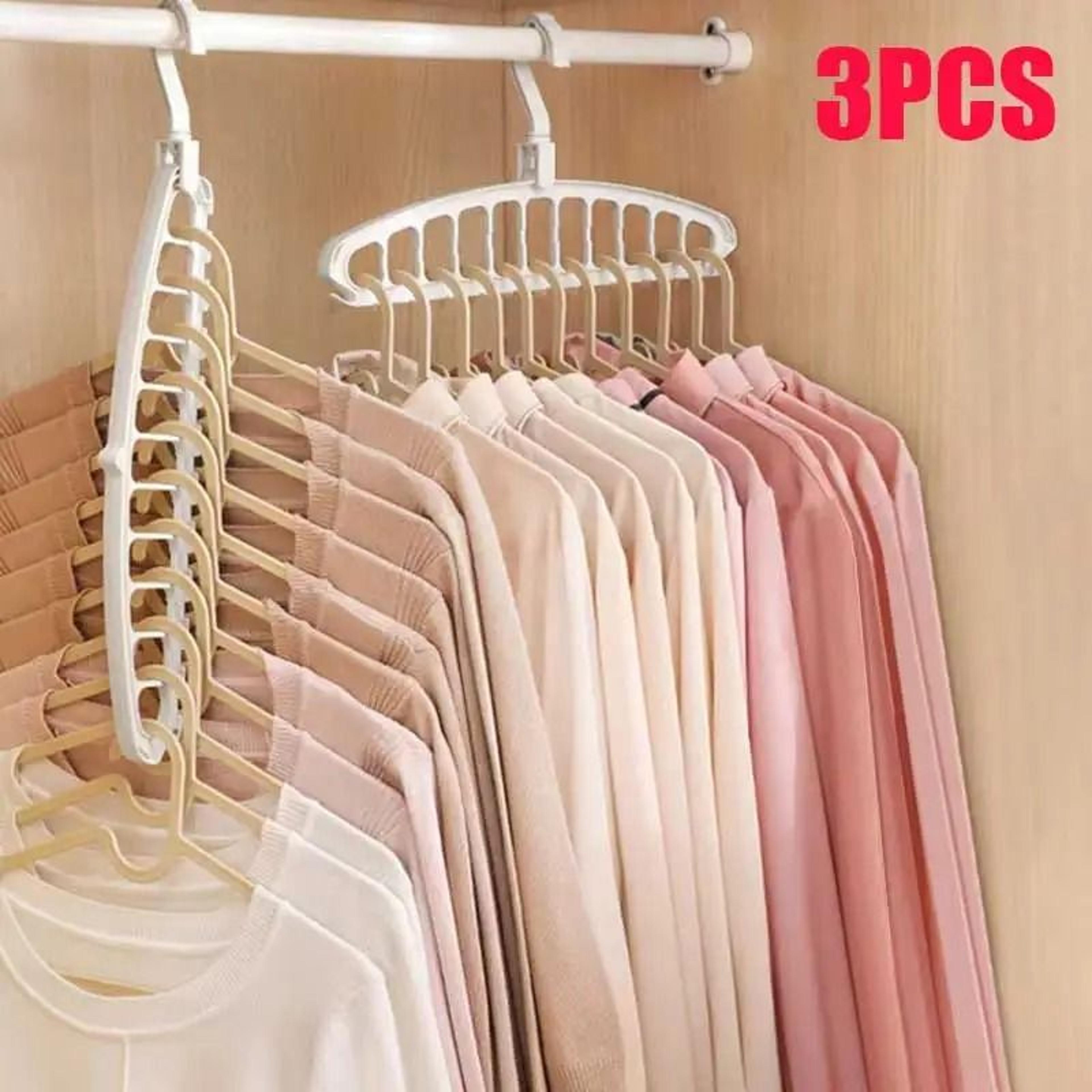 folding multi hole space saving clothes hanger non slip wardrobe organizer