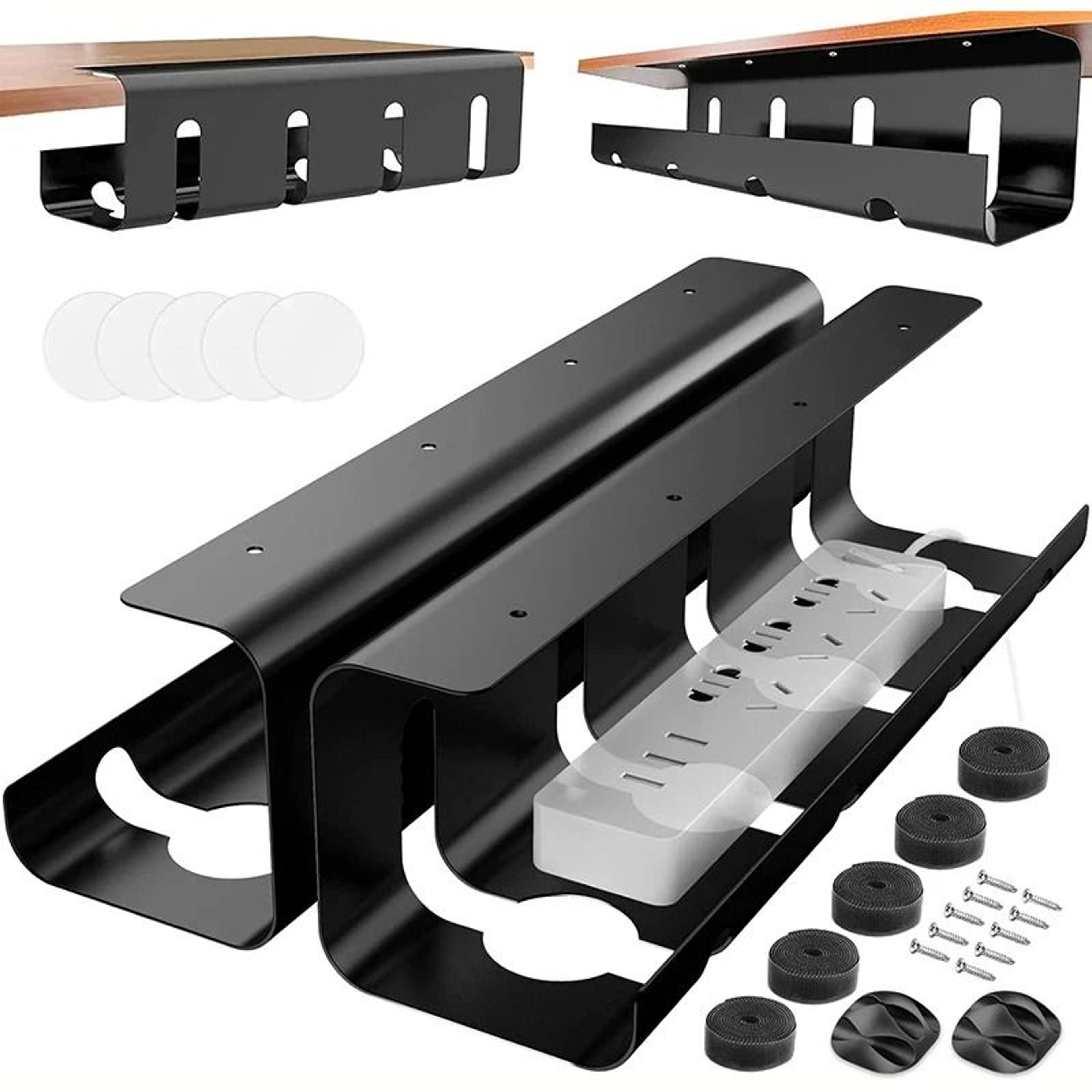 under desk cable management tray no drill steel cord organizer rack