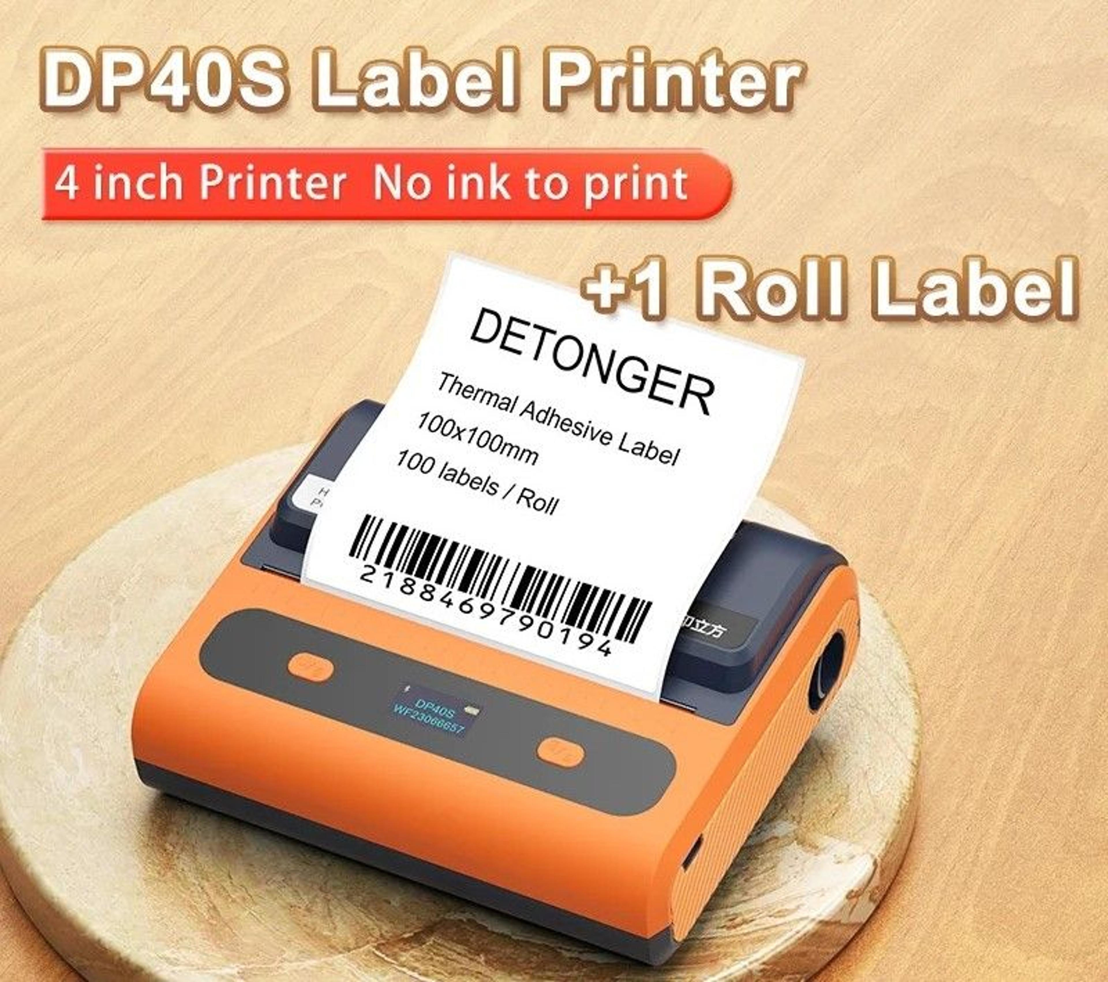 commercial wireless portable thermal label printer for shipping & barcodes