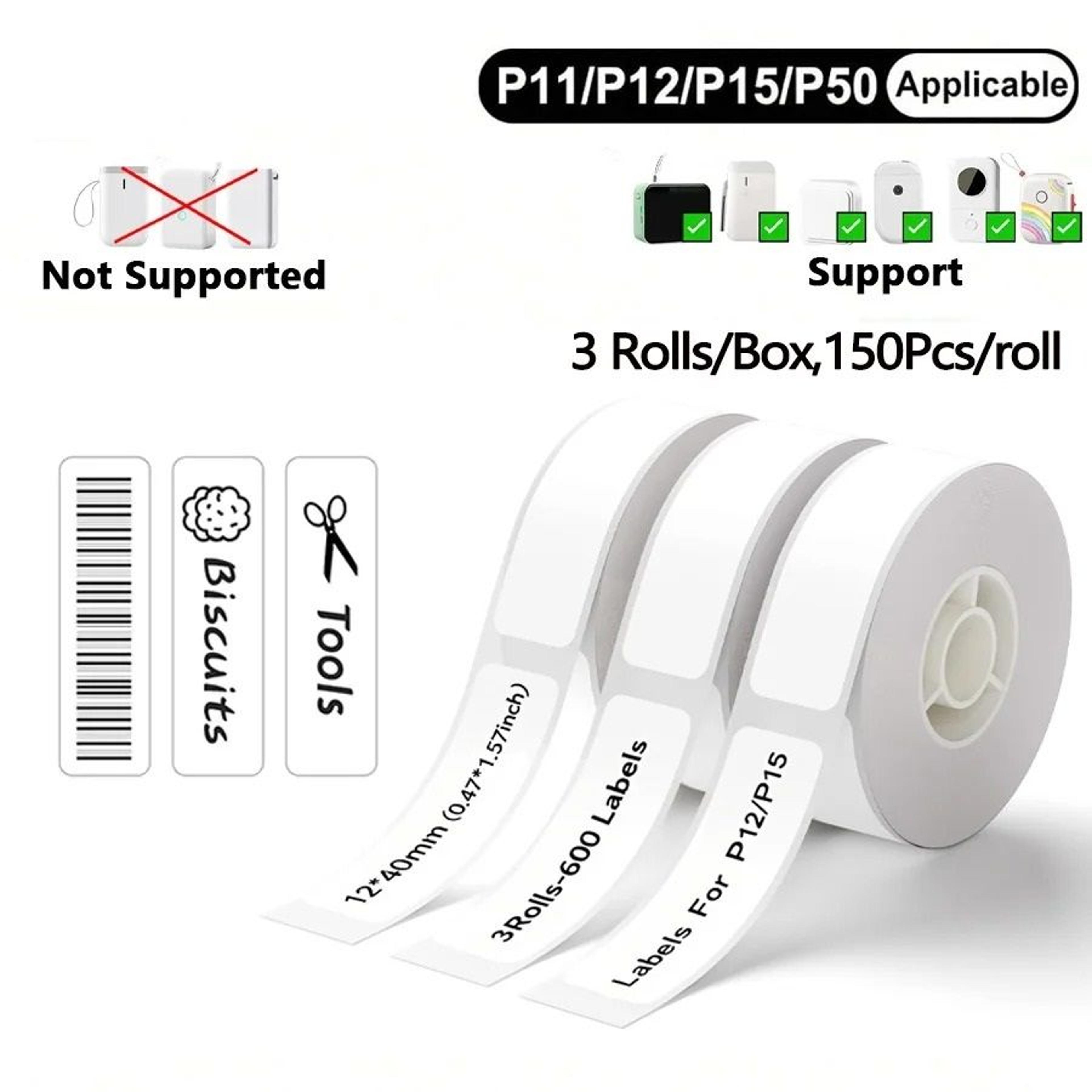 universal self-adhesive waterproof thermal label tape roll 3-pack