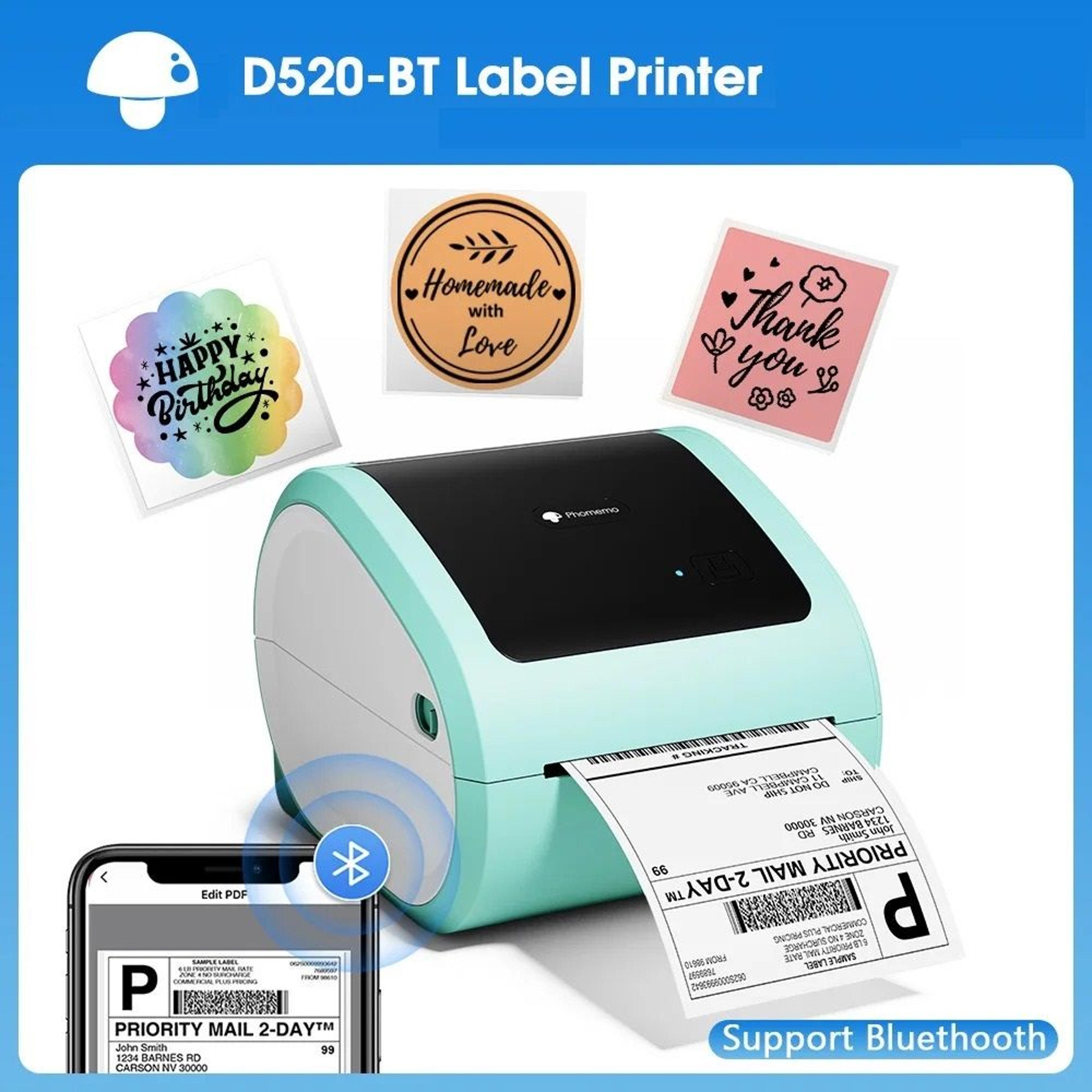 desktop wireless bluetooth thermal shipping label printer high speed 4x6 package waybill maker
