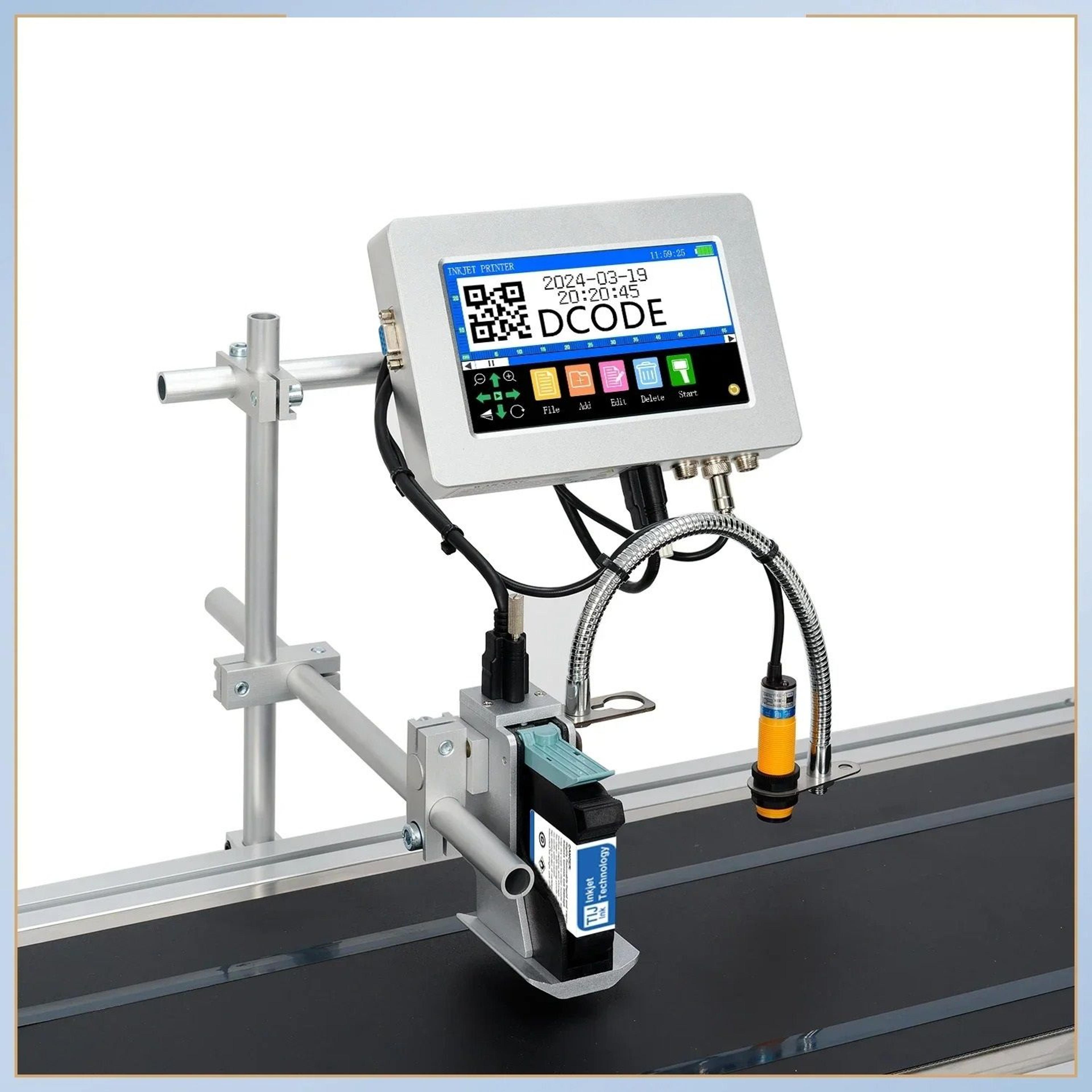 industrial inline thermal inkjet printer conveyor date and qr barcode coder