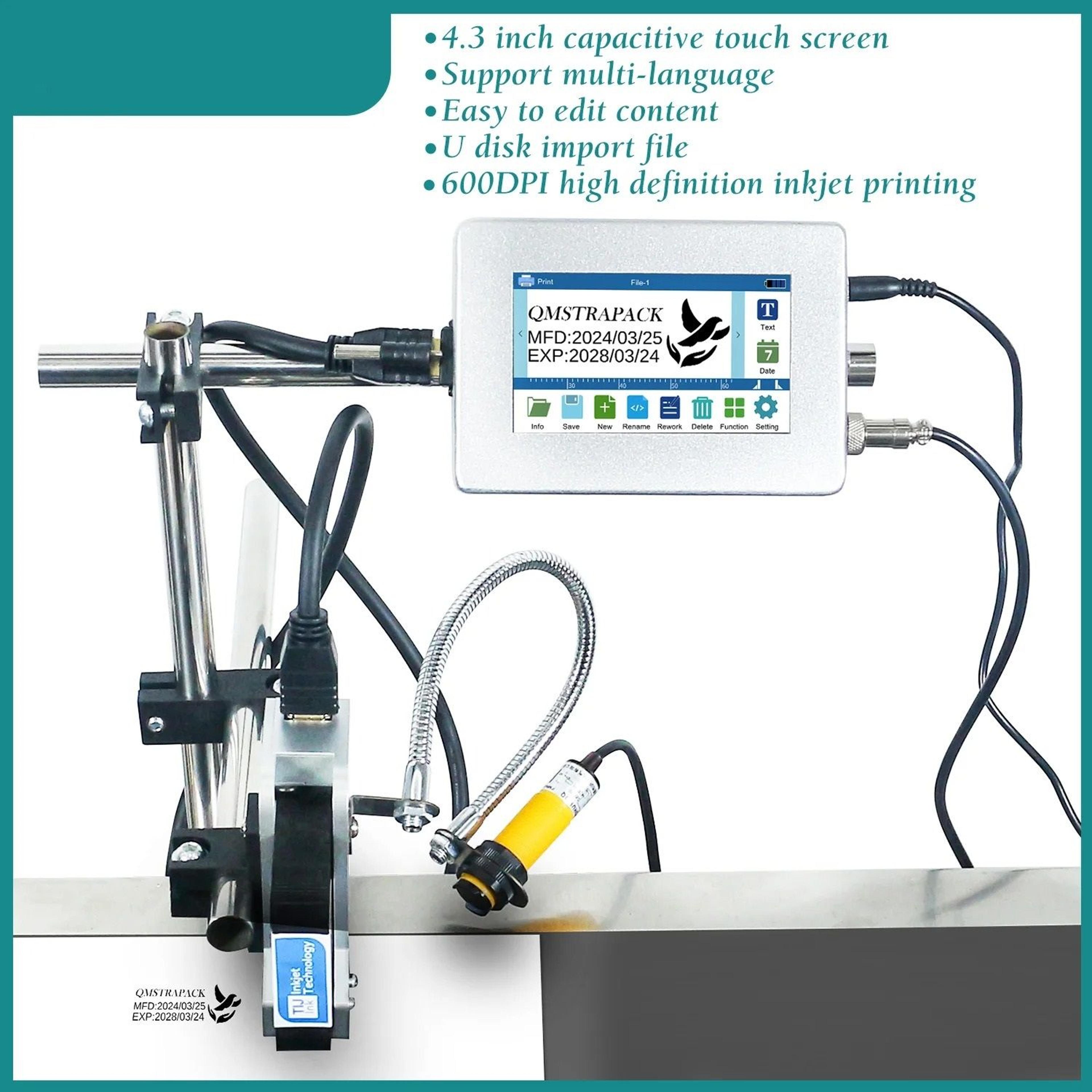 industrial inline thermal inkjet batch coder 4.3 in touchscreen automated conveyor printer