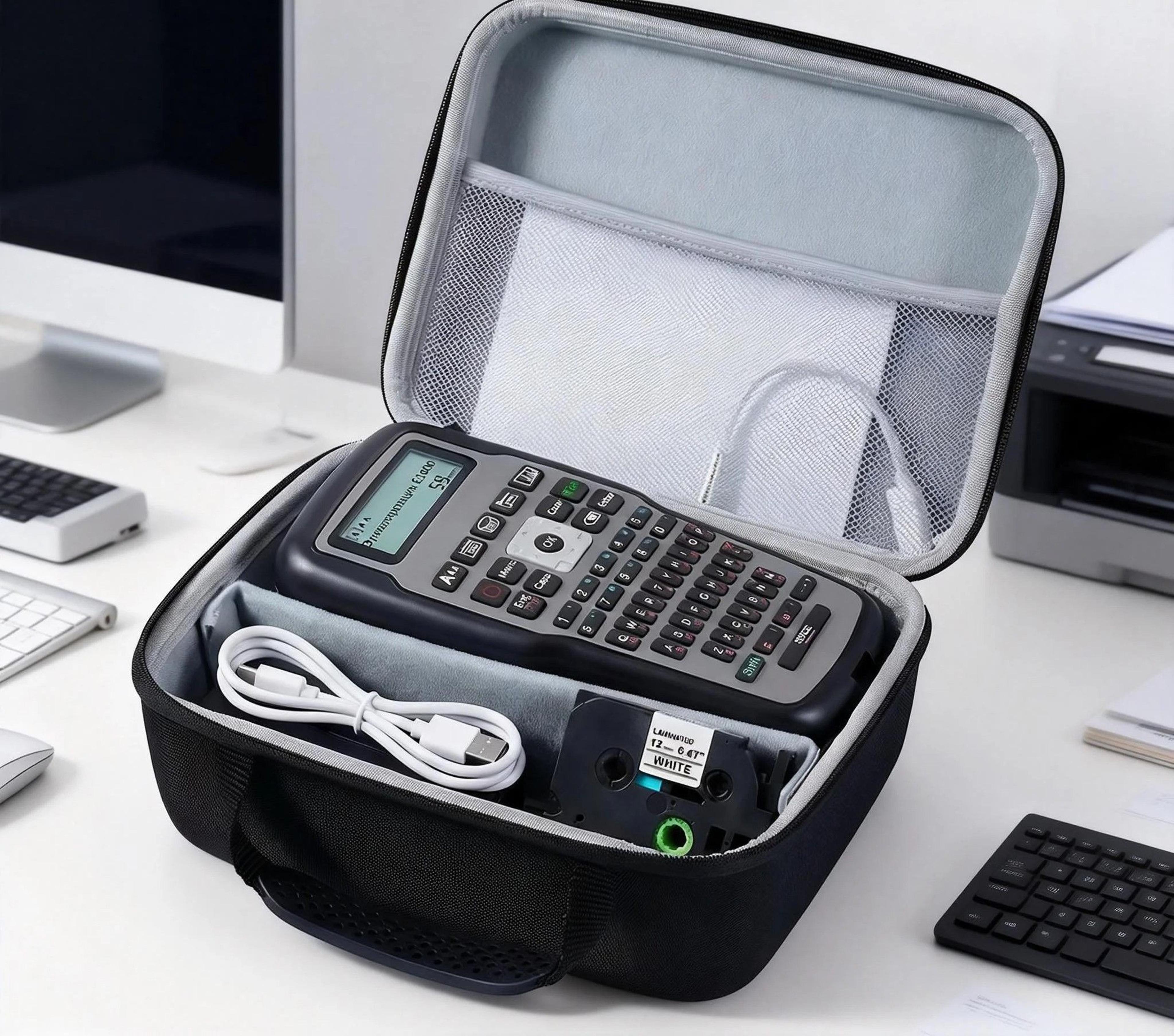 desktop label printer storage case hard travel holder labeler organizer bag