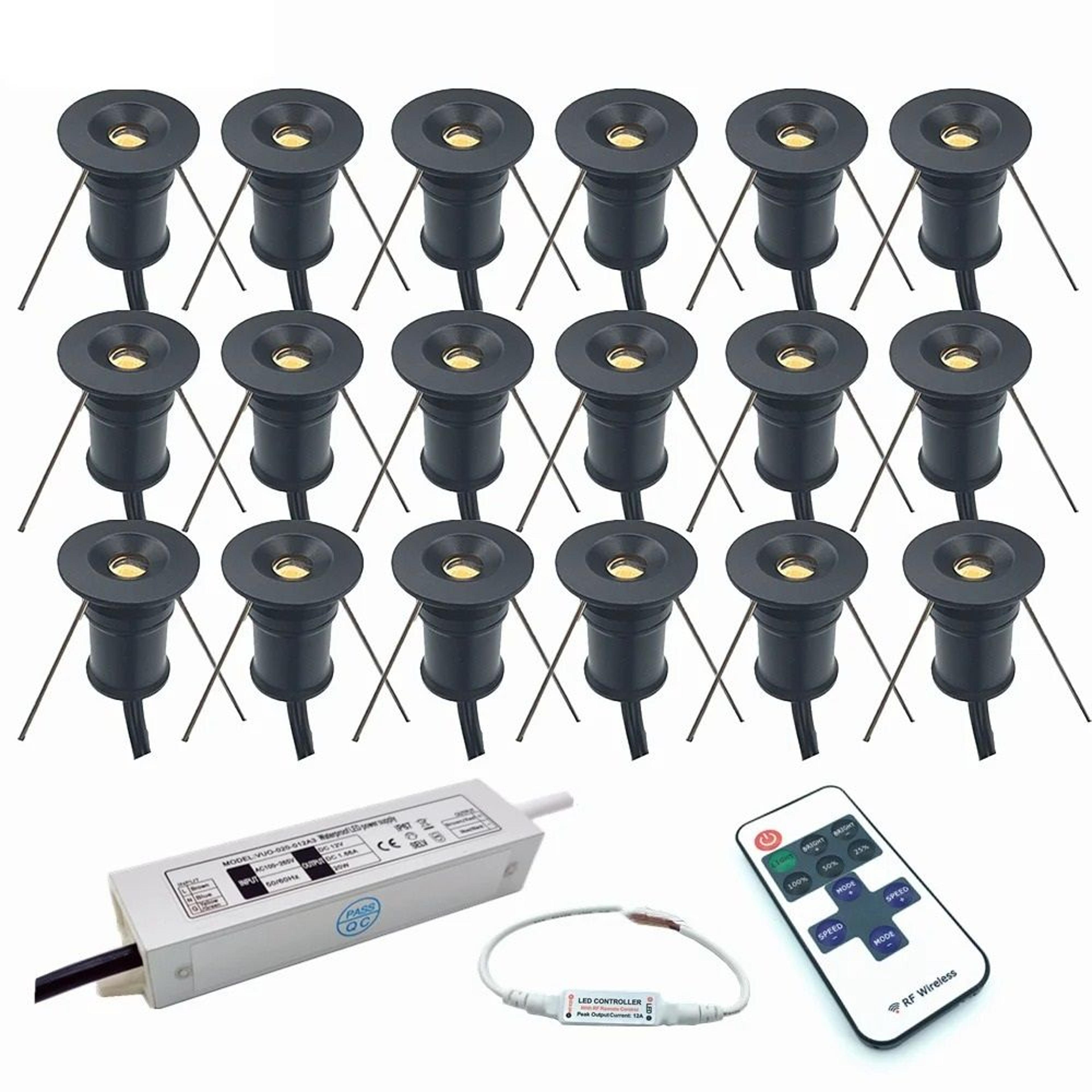 12v mini led spot downlight set 1w dimmable ceiling lamp with remote controller 0.59 in recessed cabinet lights
