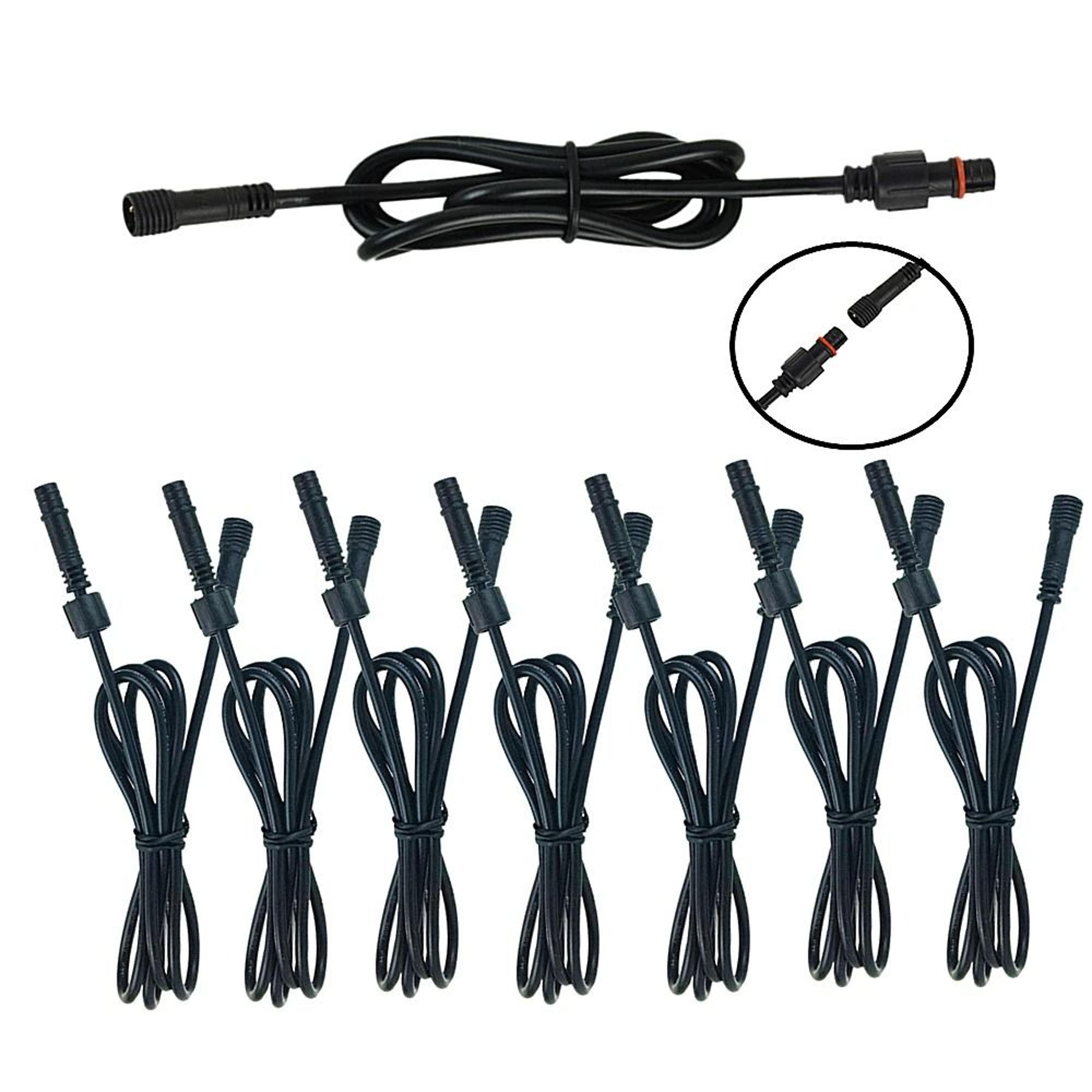 6 pack 2 pin 3.28 ft led extension cable connector waterproof ip67 wire
