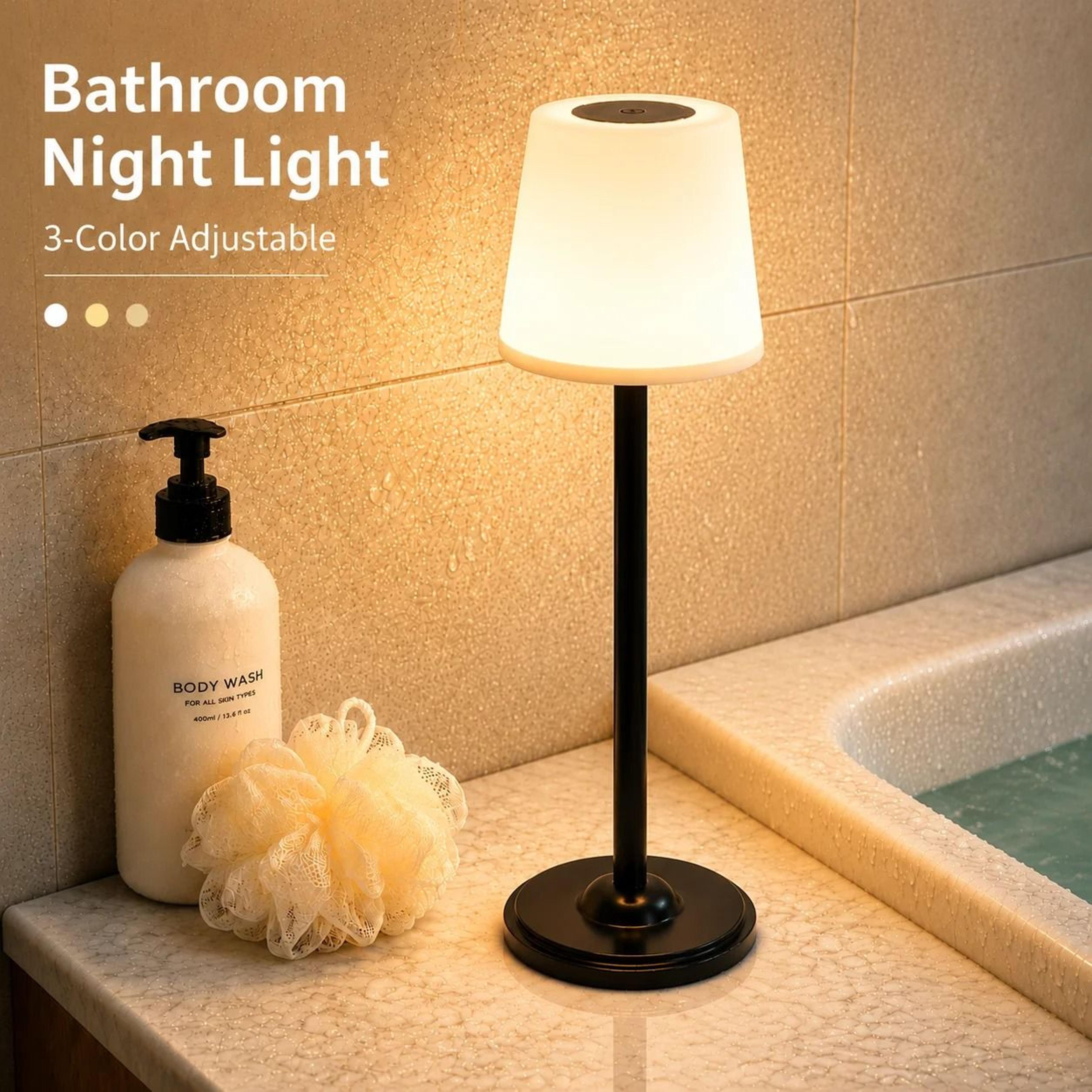 rechargeable shower light 1800mah touch sensor led desk lamp 3 color lighting modes home bedroom