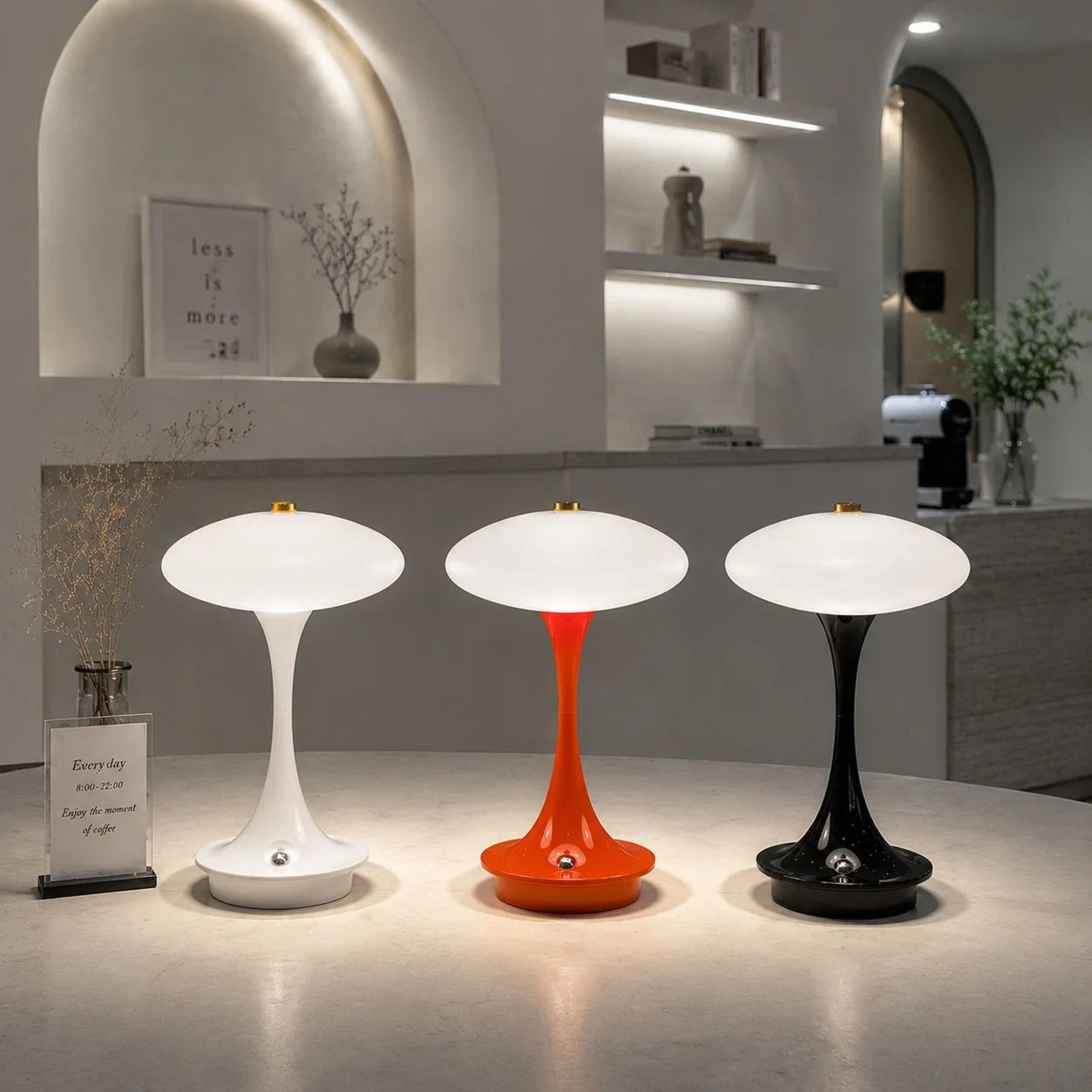 mushroom table lamp rechargeable led bedside lamp touch sensor 3 color lights contemporary interiors