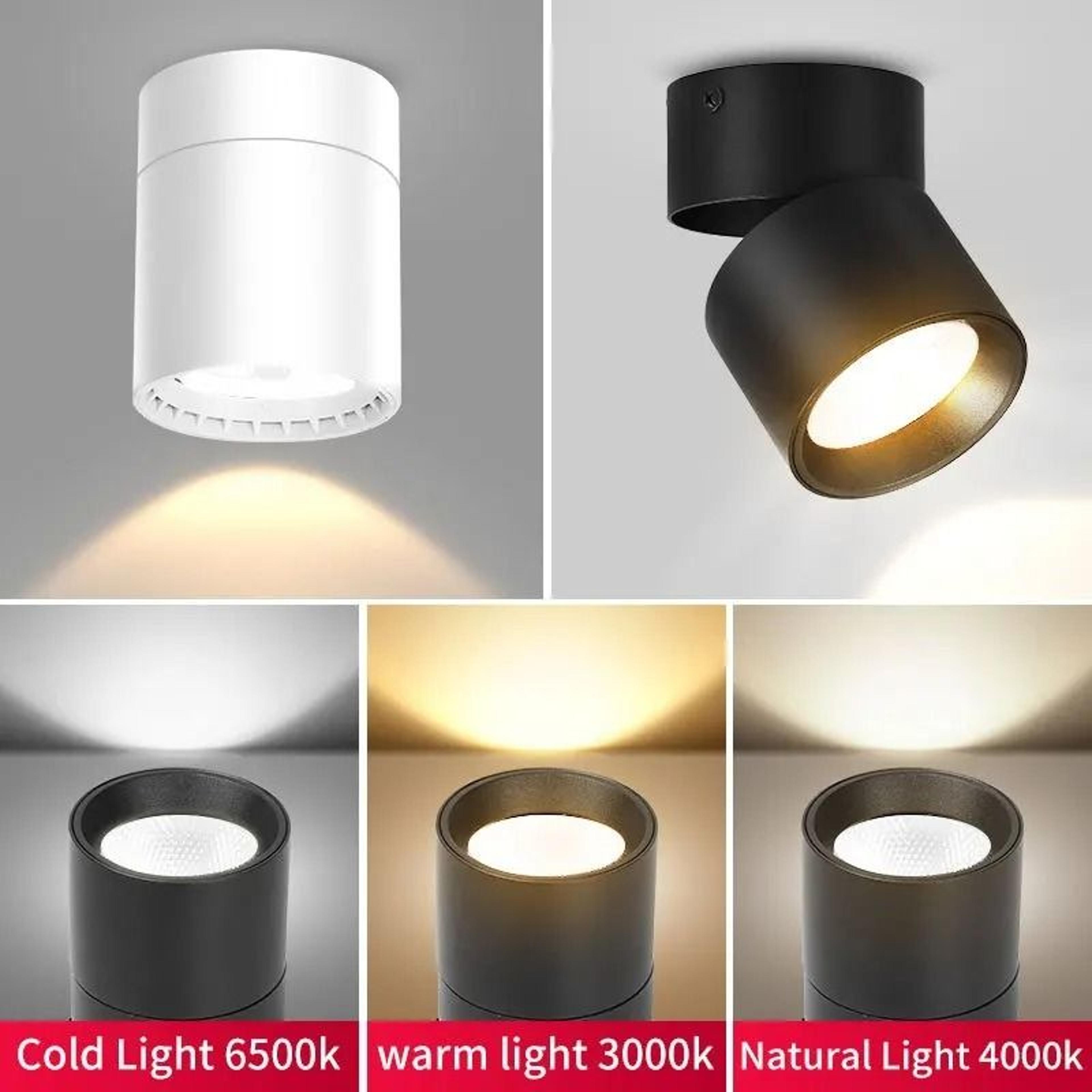 led downlight foldable tri color spot light 7w 10w 15w surface mounted ceiling lamp living room