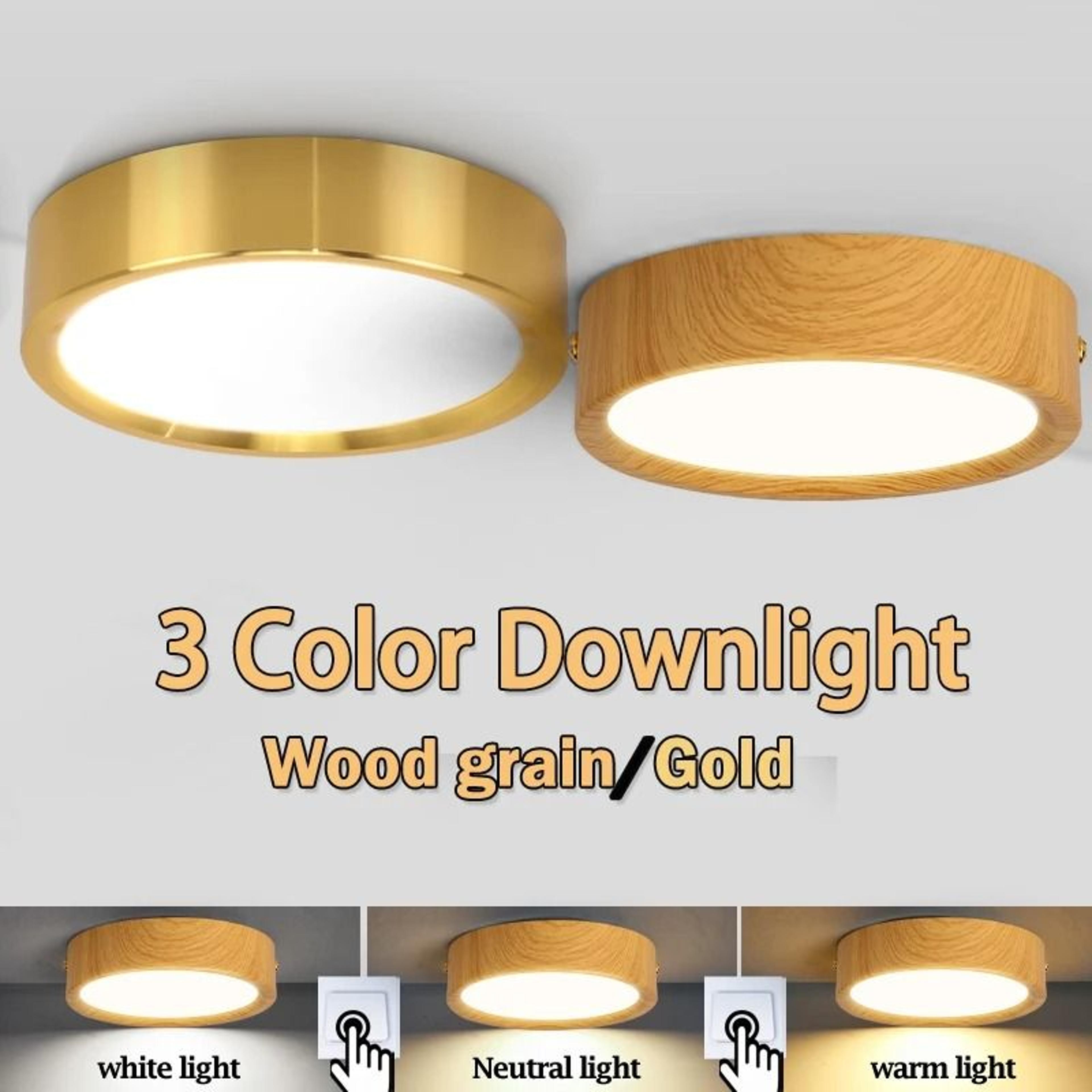 wood grain gold led downlight 3 colors ceiling light spot lamp ultra thin panel living room