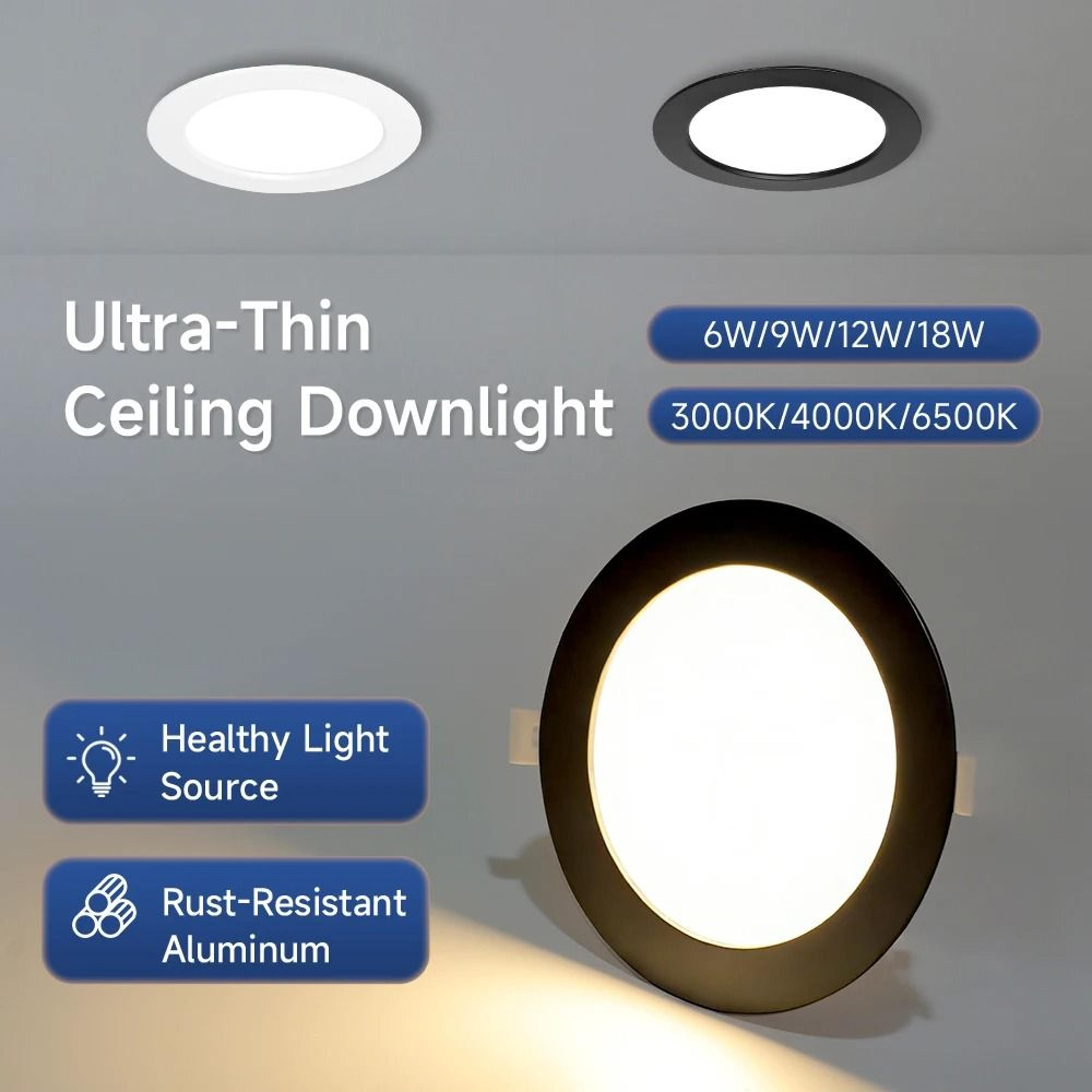 ultra-thin embedded led ceiling downlight tricolor recessed spotlight living room corridor