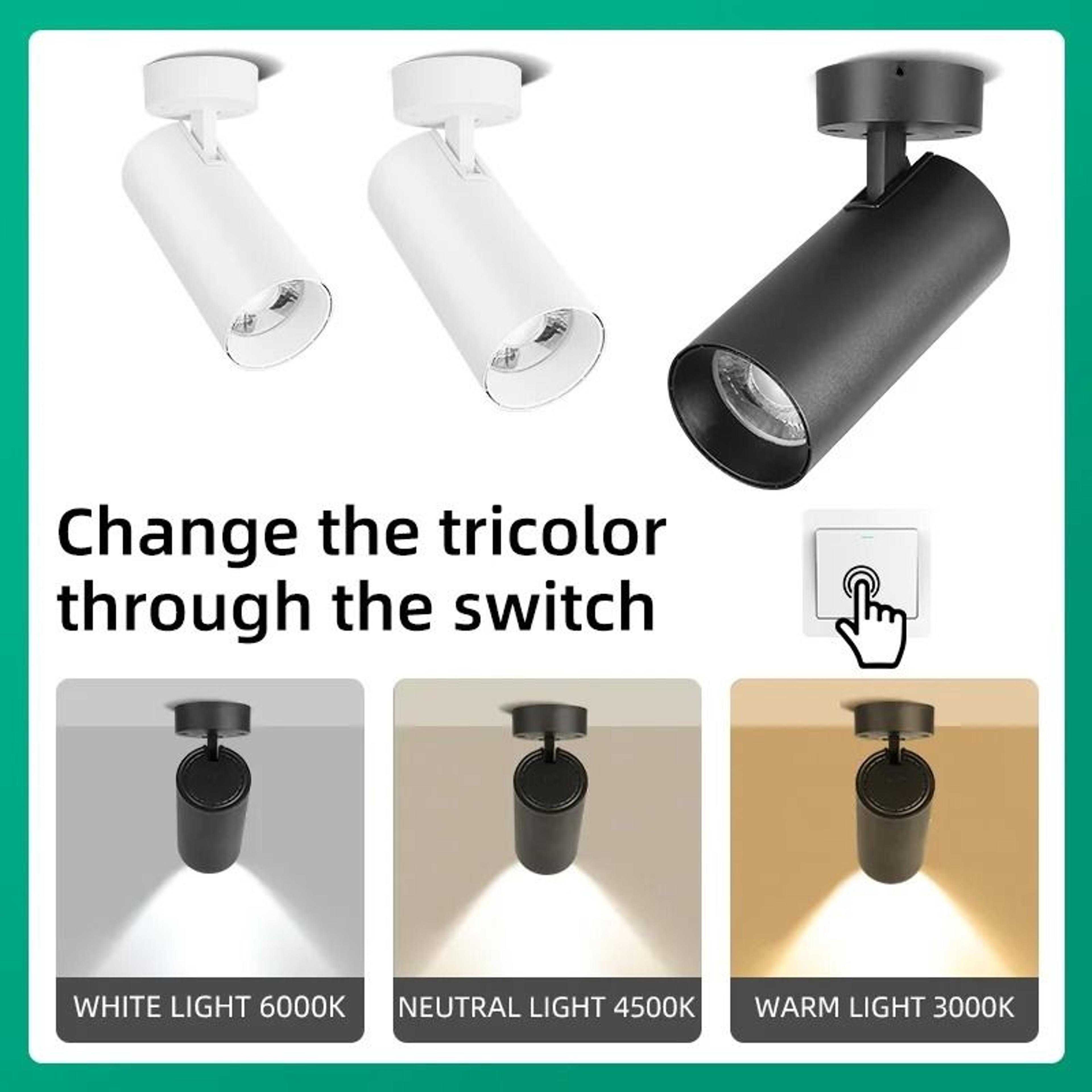 modern surface mount led spotlight 85 to 265v tricolor ceiling downlight fixture living room kitchen