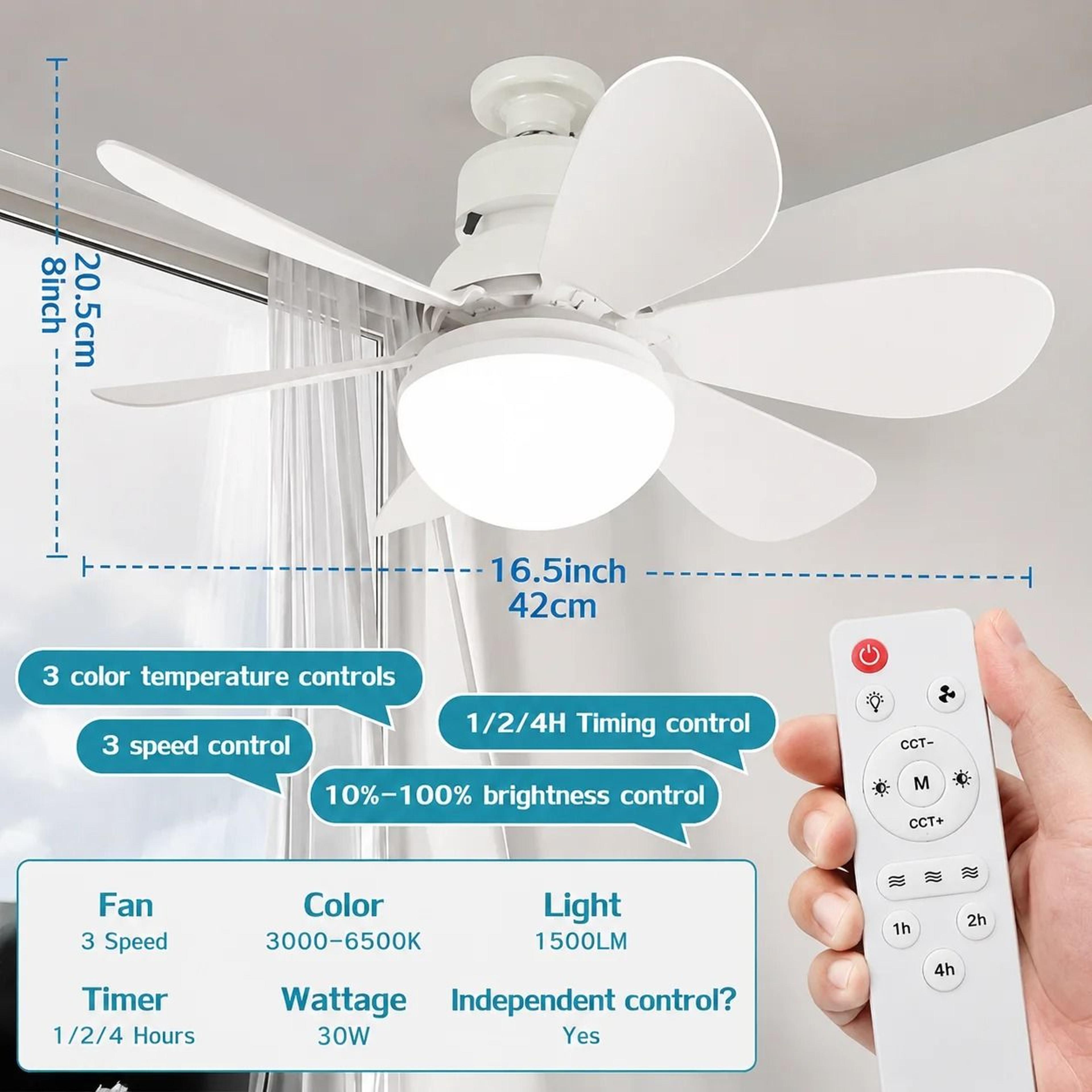 dimmable led ceiling fan light with remote control screw base hanging fixture 30w 40w ac 85 to 265v