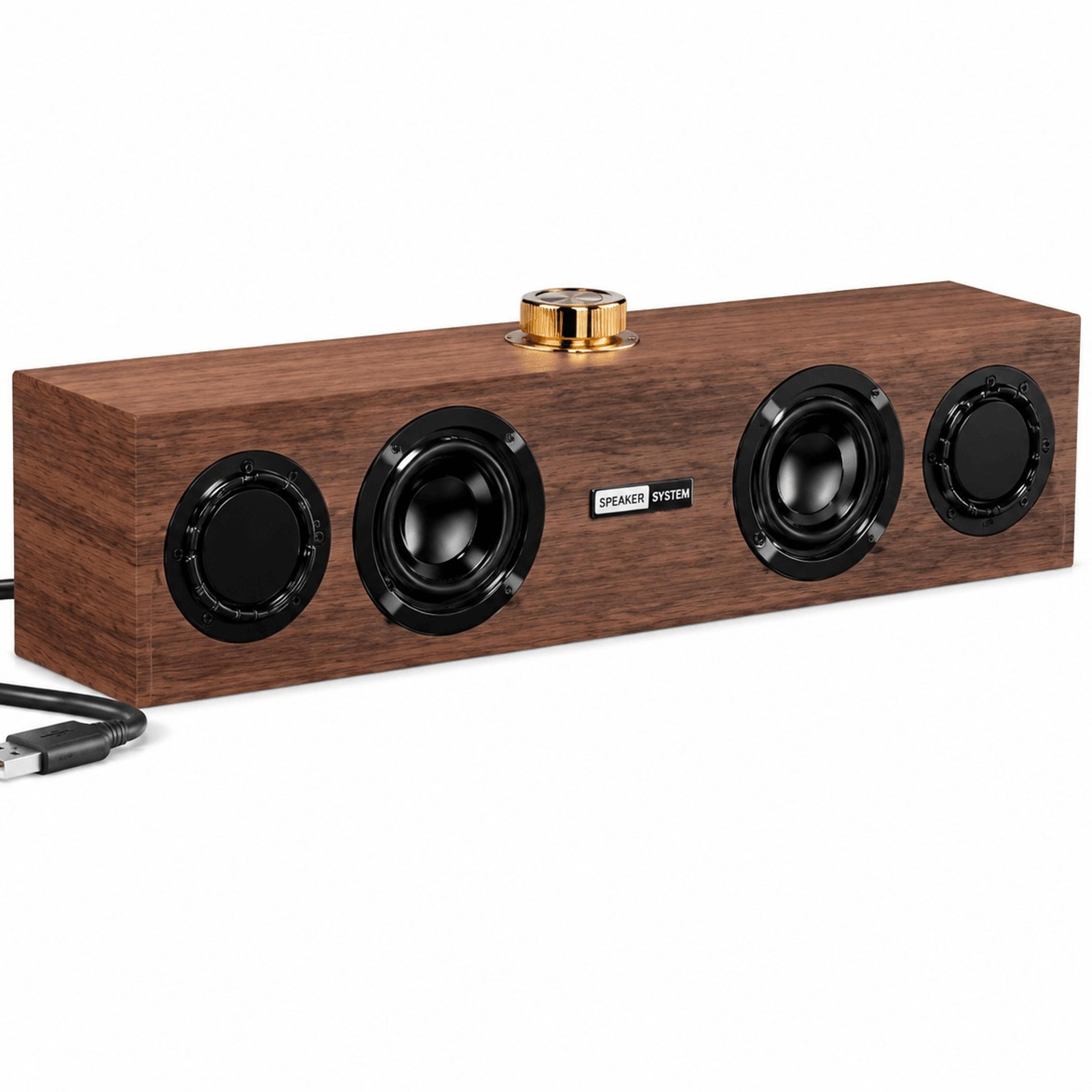 retro wooden bluetooth speaker heavy bass desktop computer speaker