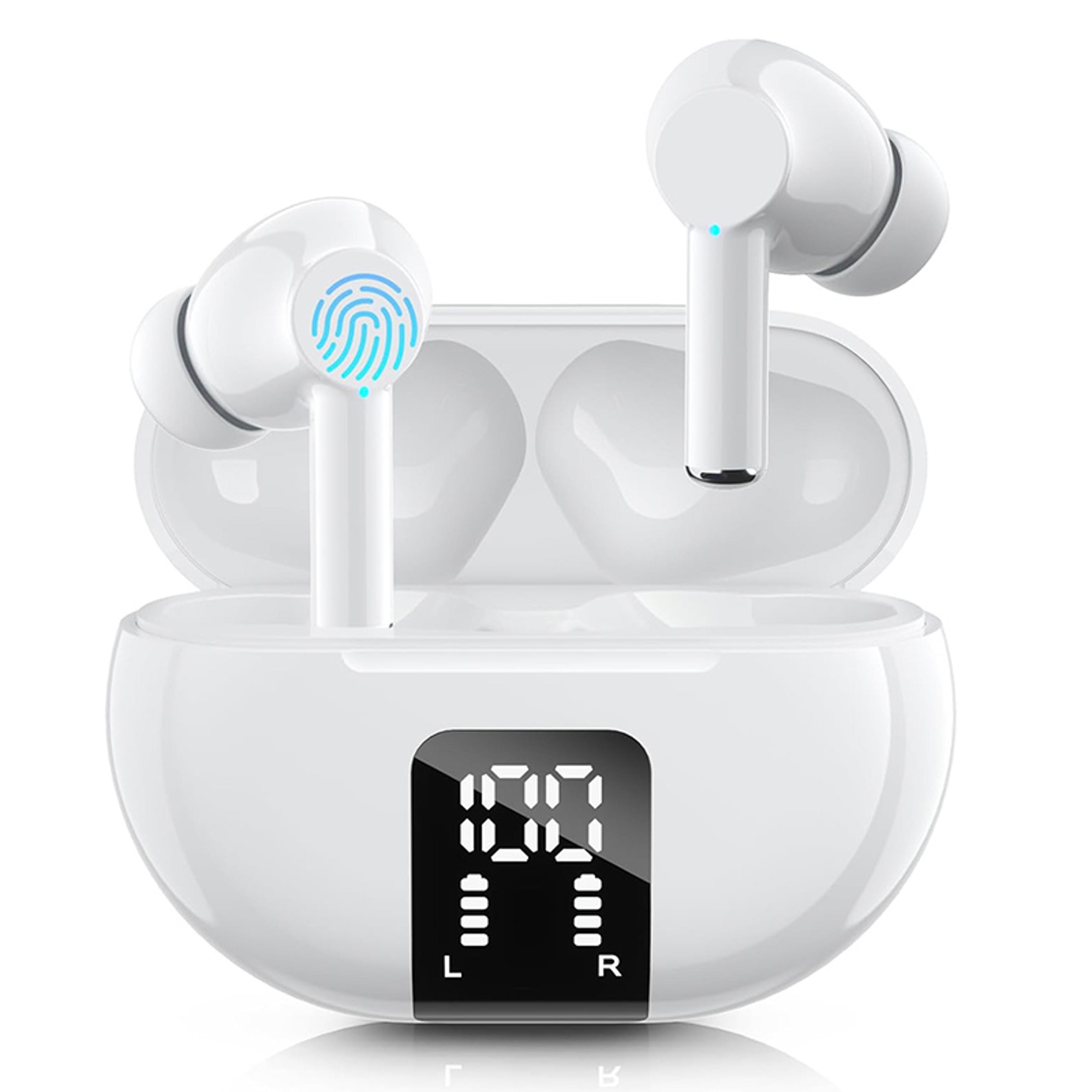 wireless earbuds bluetooth with playback noise cancellation and led display