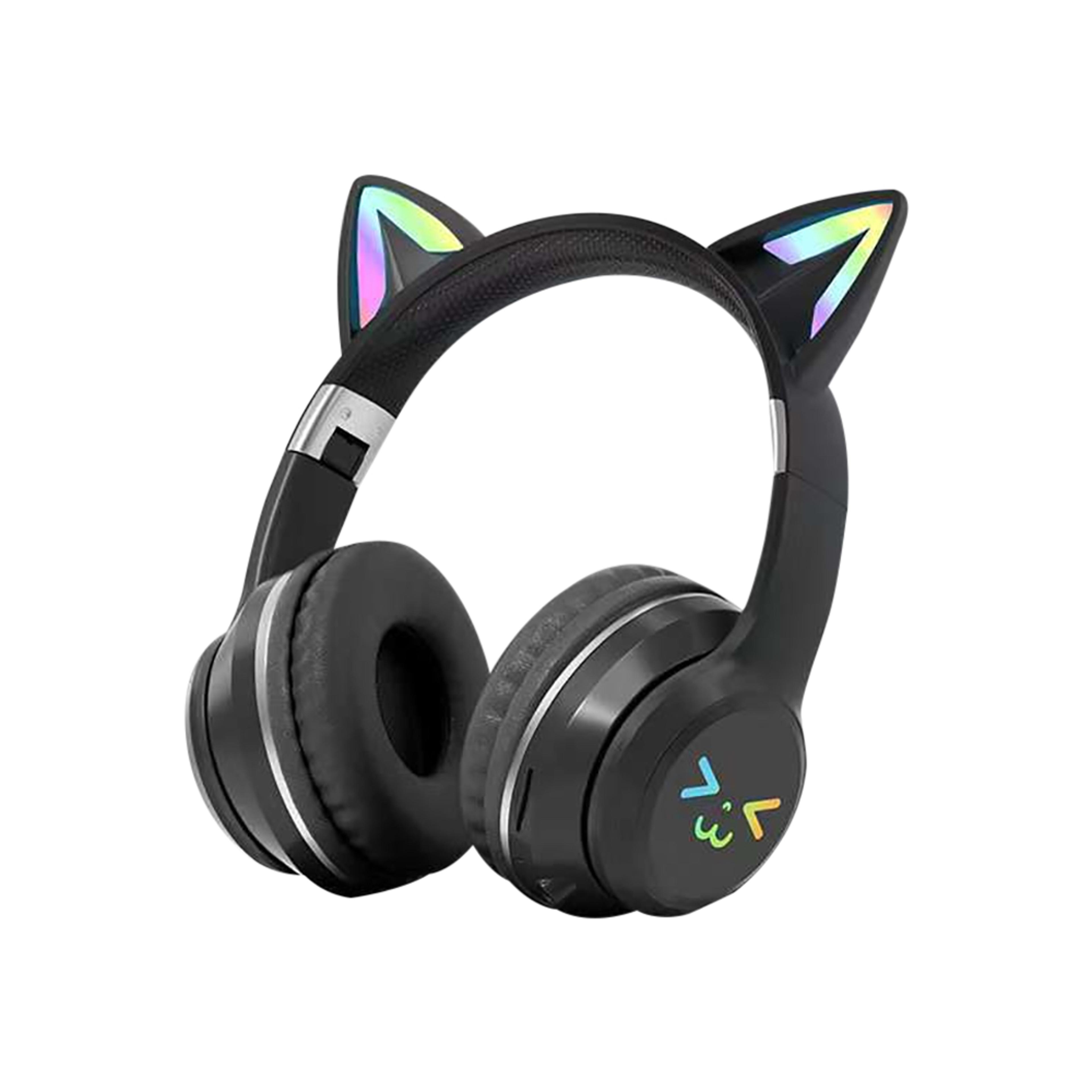 gradient rgb cat ear wireless bluetooth headphones with mic for kids gaming music
