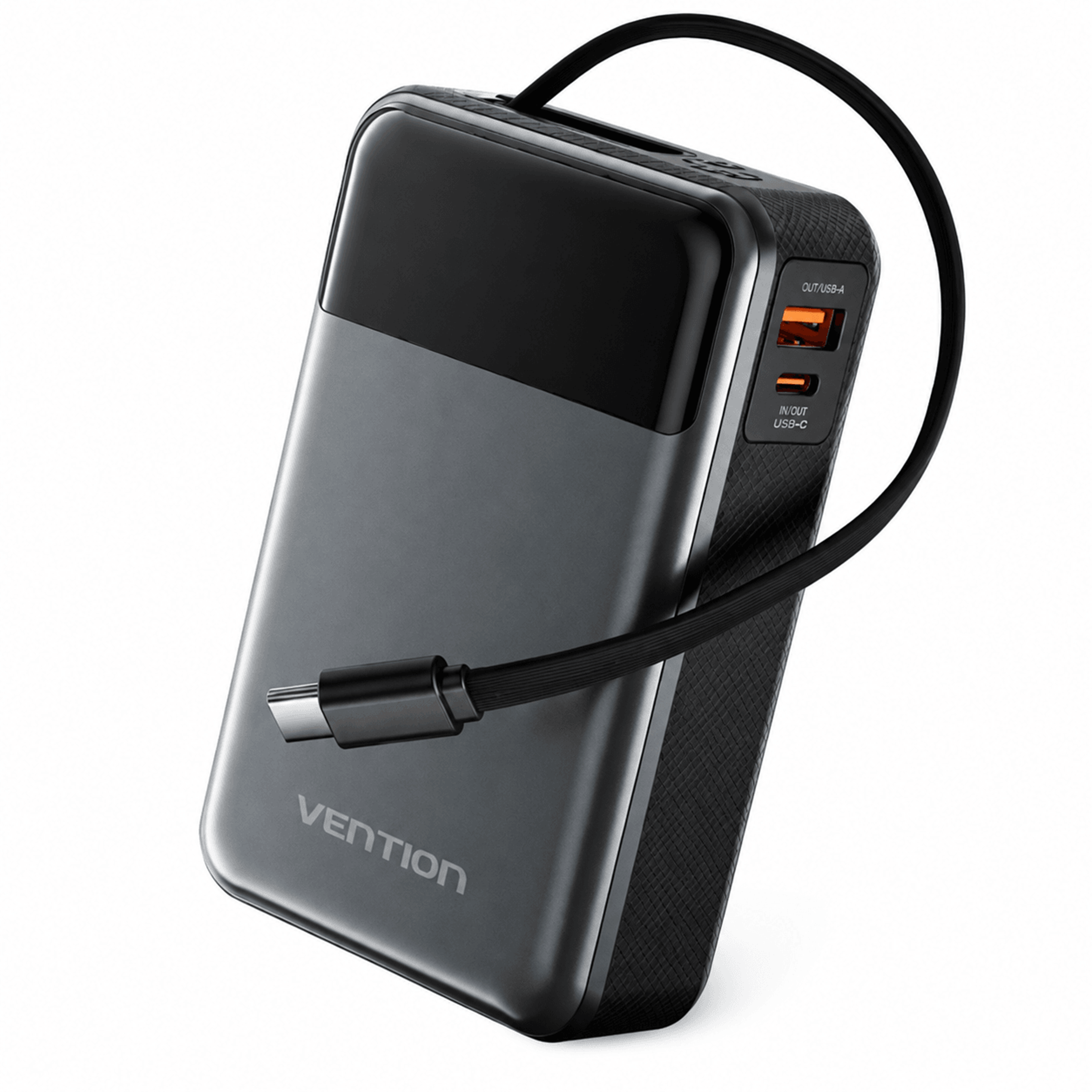 usb c power bank with built in cable pd fast charger for laptop phone