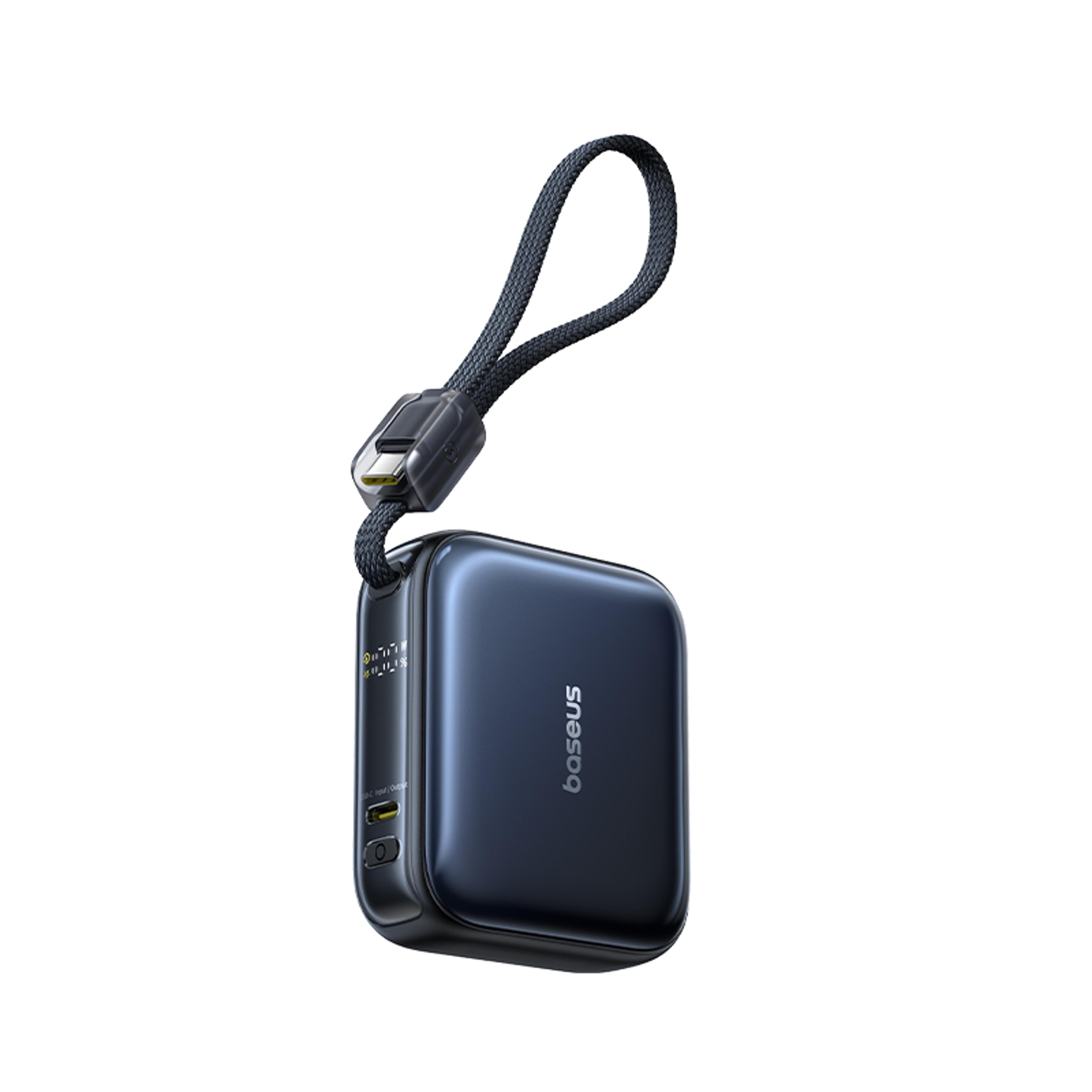 mini power bank with built in usb c cable compact portable charger for iphone samsung