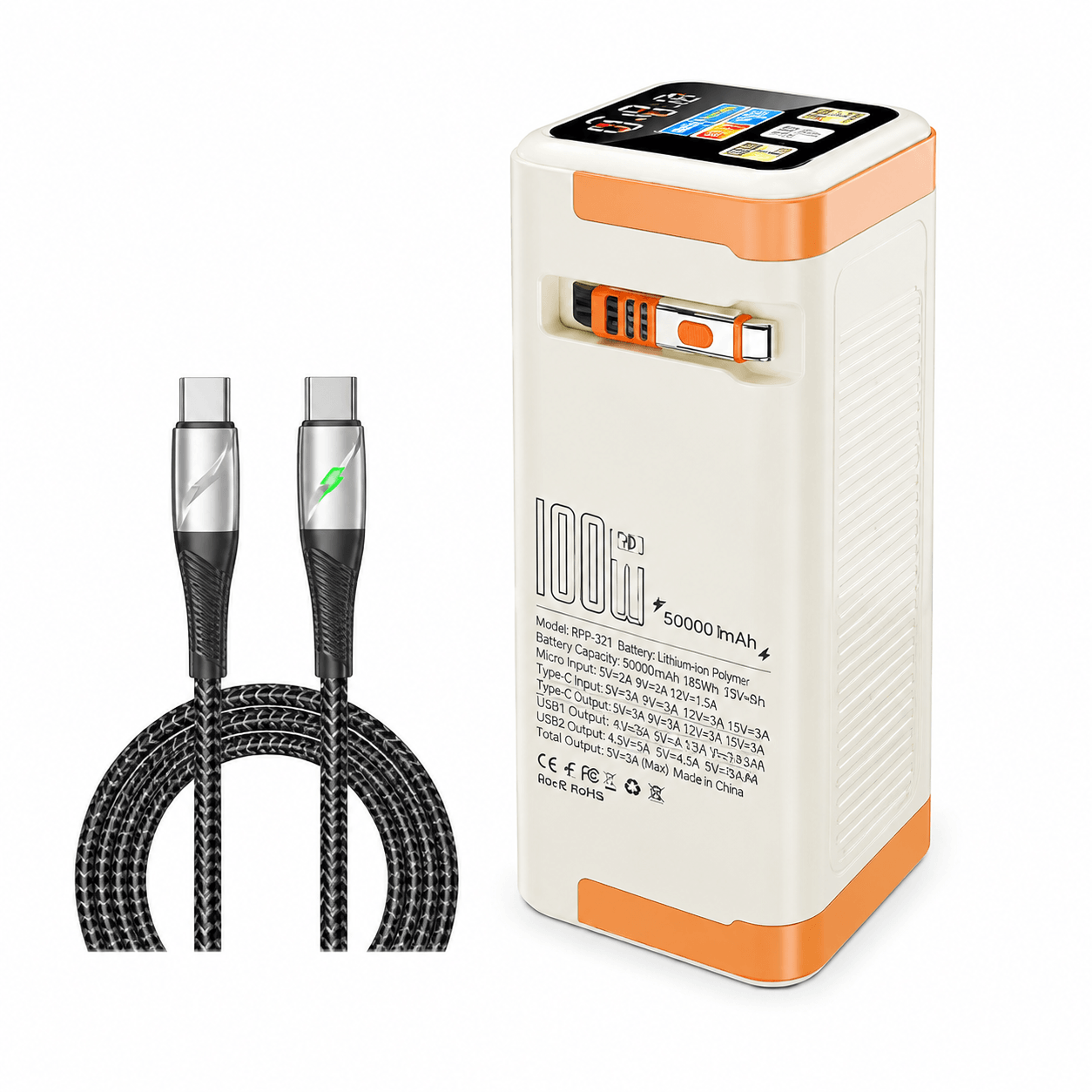power bank 100w pd fast charging portable laptop battery charger