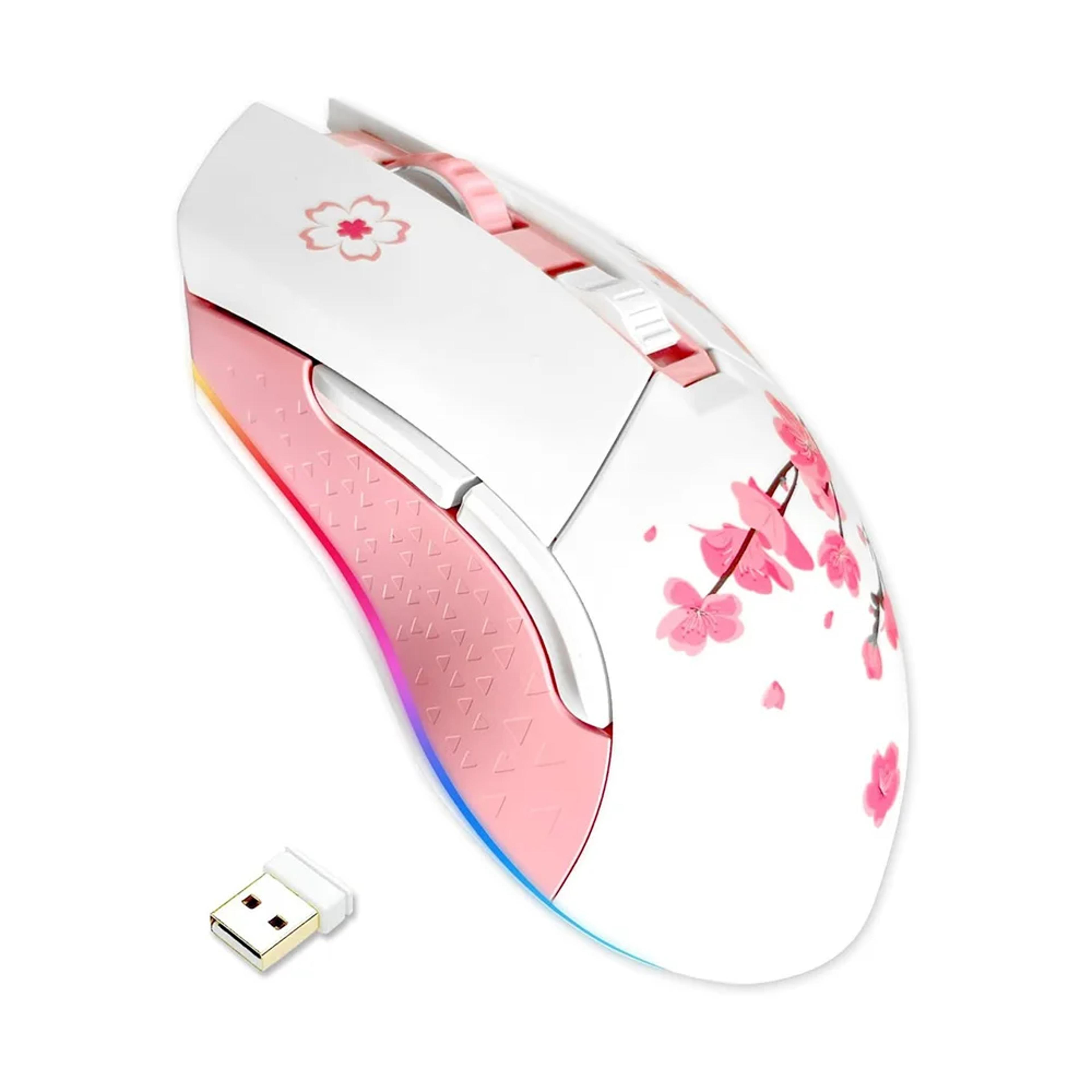 pink wireless gaming mouse rechargeable rgb