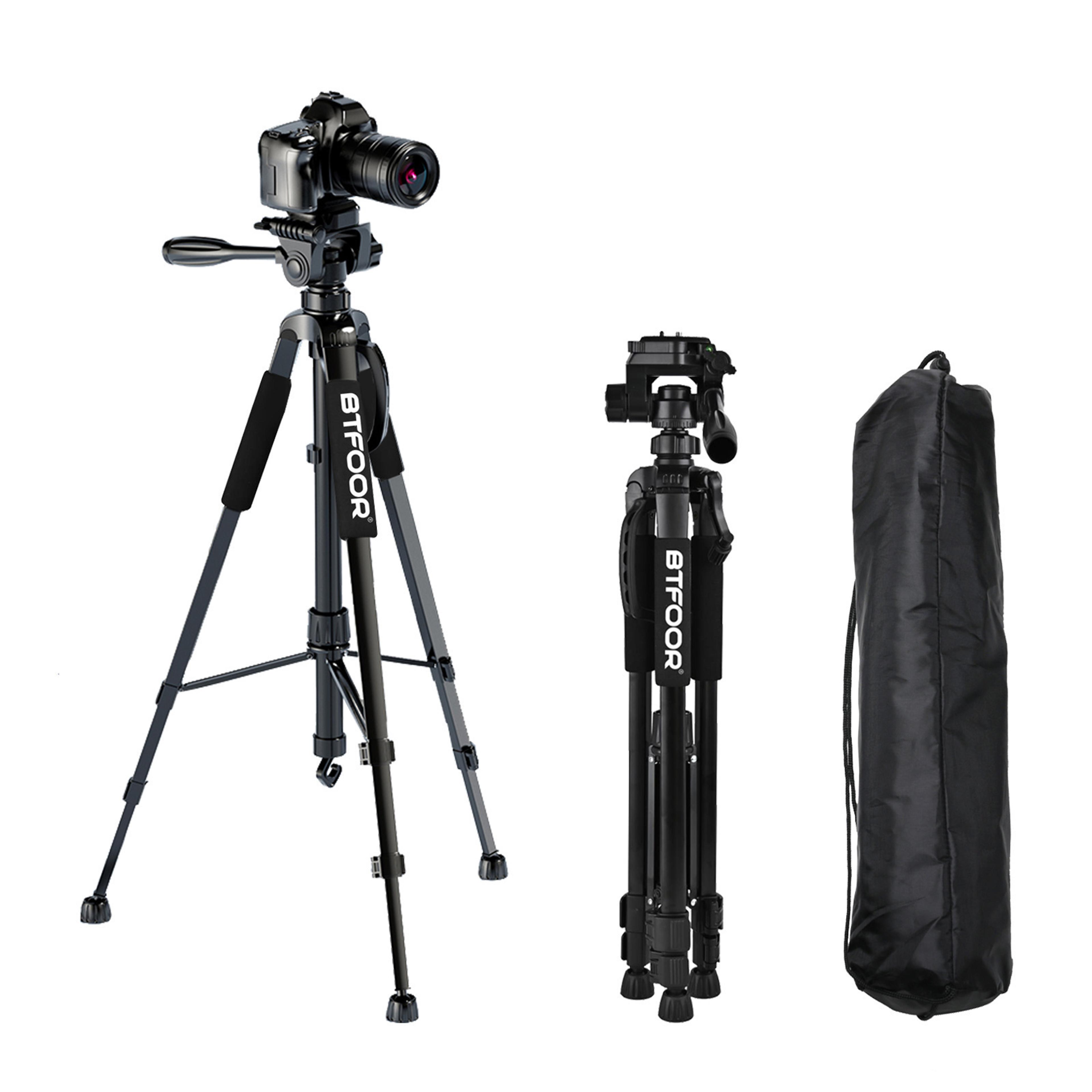 aluminum camera tripod with phone mount and pan head