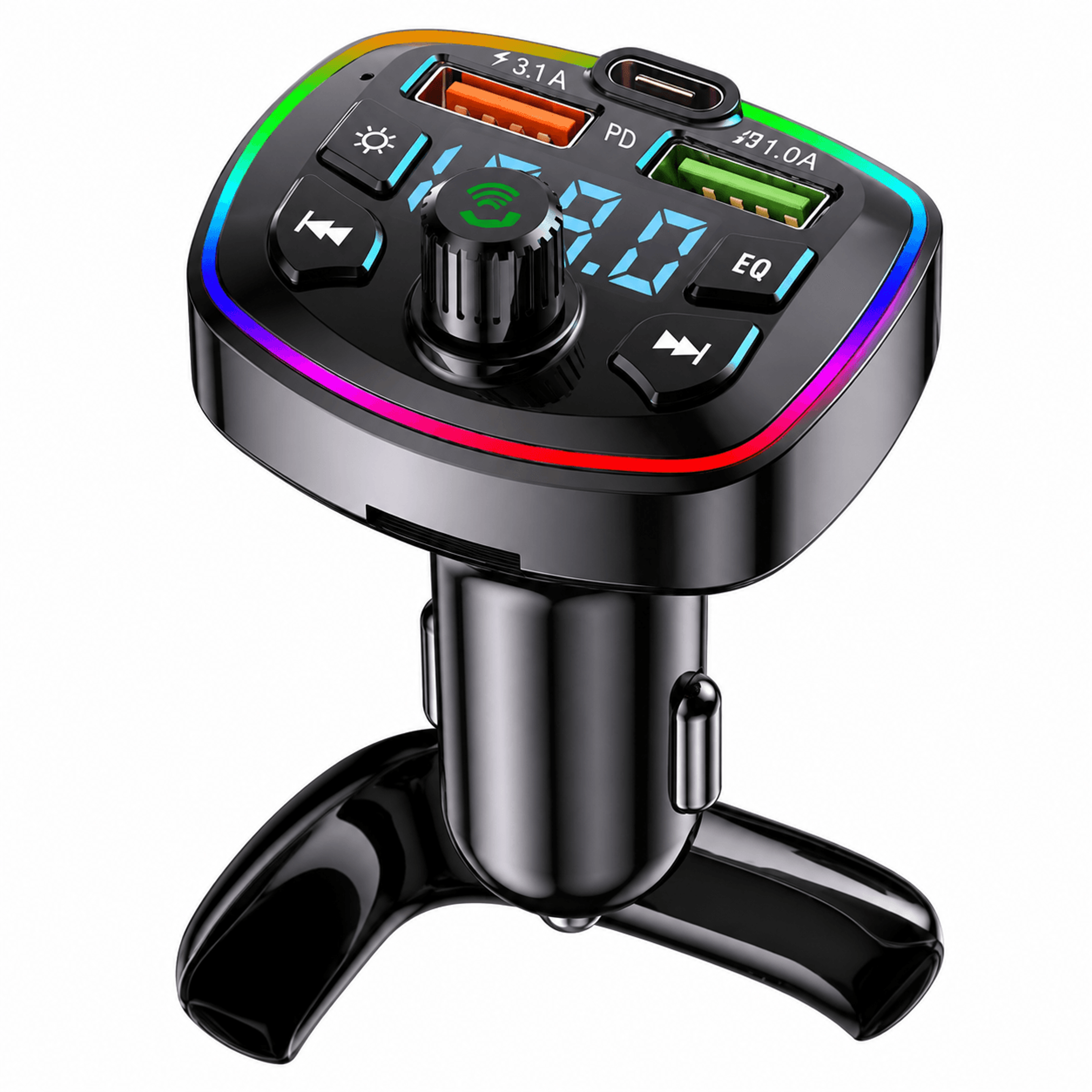 car bluetooth fm transmitter with hands free calling and usb quick charge